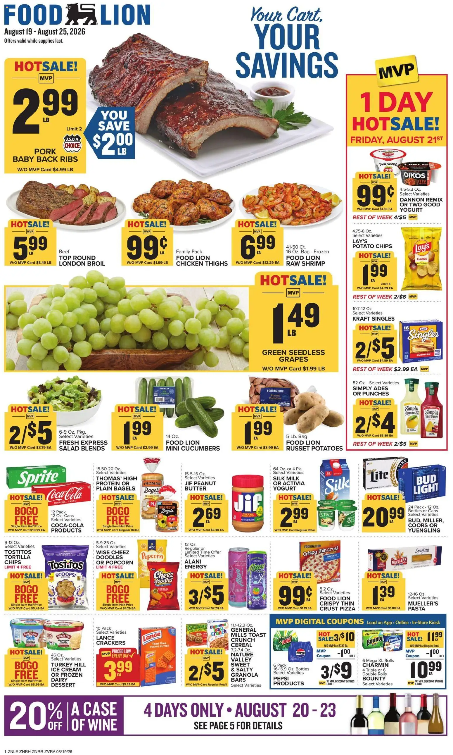 Food Lion Weekly Ad - valid from 08/19/2026 | Page: 1 | Products: Turkey, Chicken, Beef, Fruit