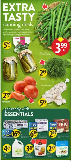 Preview of Save on foods weekly flyer / circulaire from shop Save on foods valid from Aug 20, 2026 | Page: 3 | Products: Cucumbers, Jams, Lids, Beans