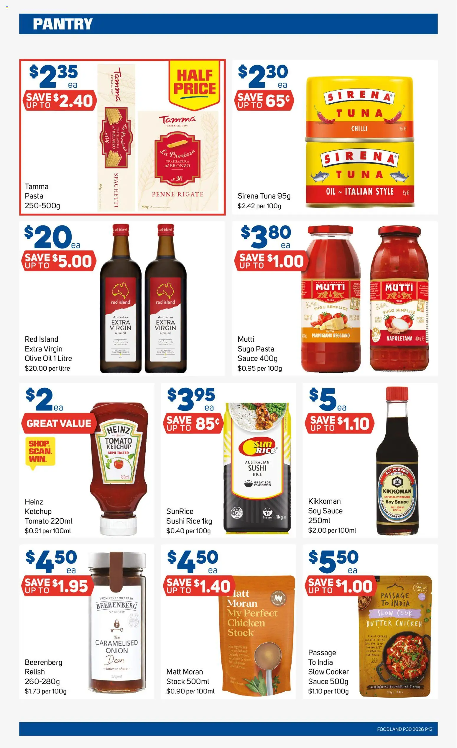 Foodland catalogue - valid from 22/07/2026 | Page: 12 | Products: Chicken, Rice, Olive oil, Tuna