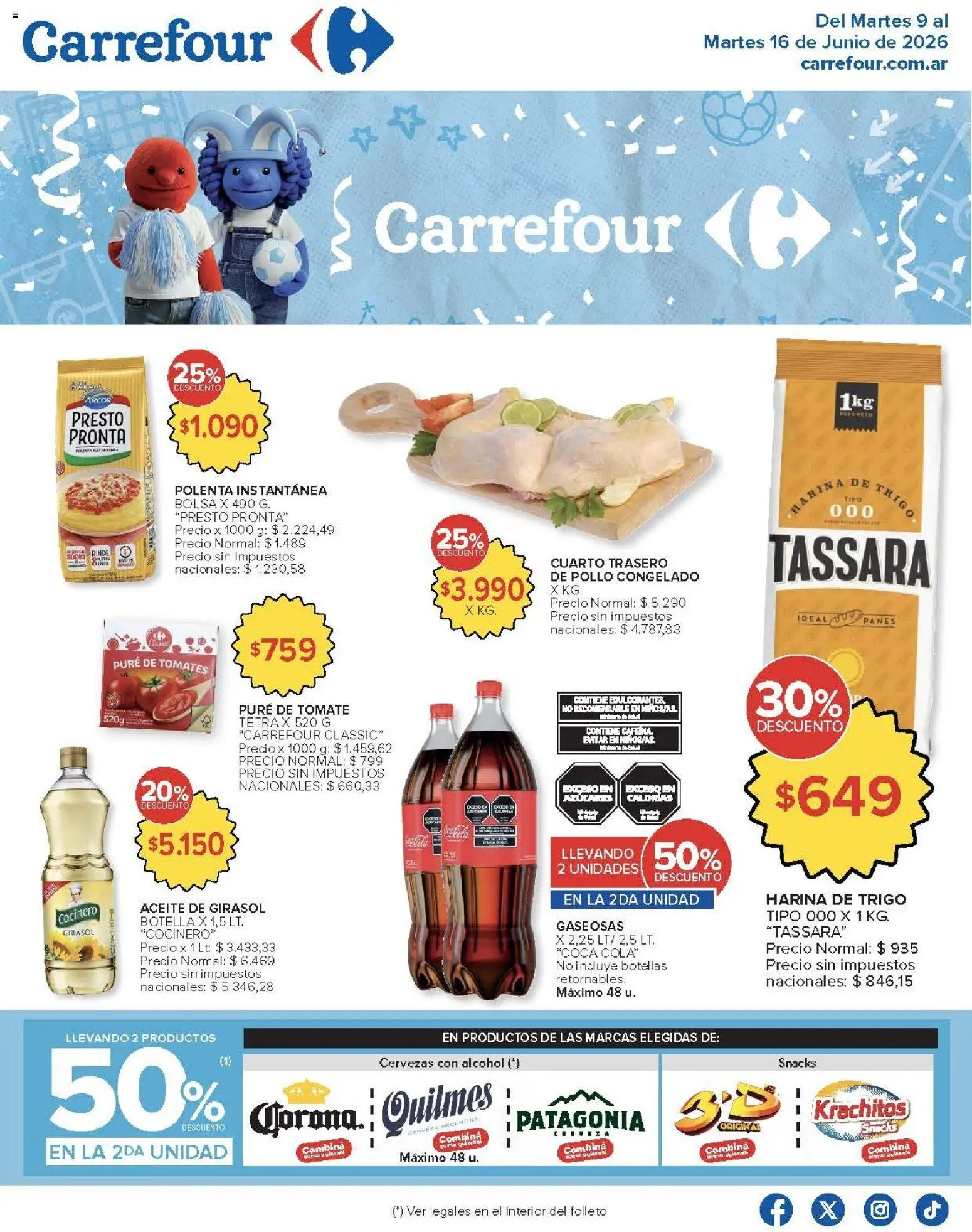 Carrefour ofertas │ válido desde el 09.06.2026 | Página: 2 | Productos: Botella, Aceite, Pure de Tomate, Cerveza