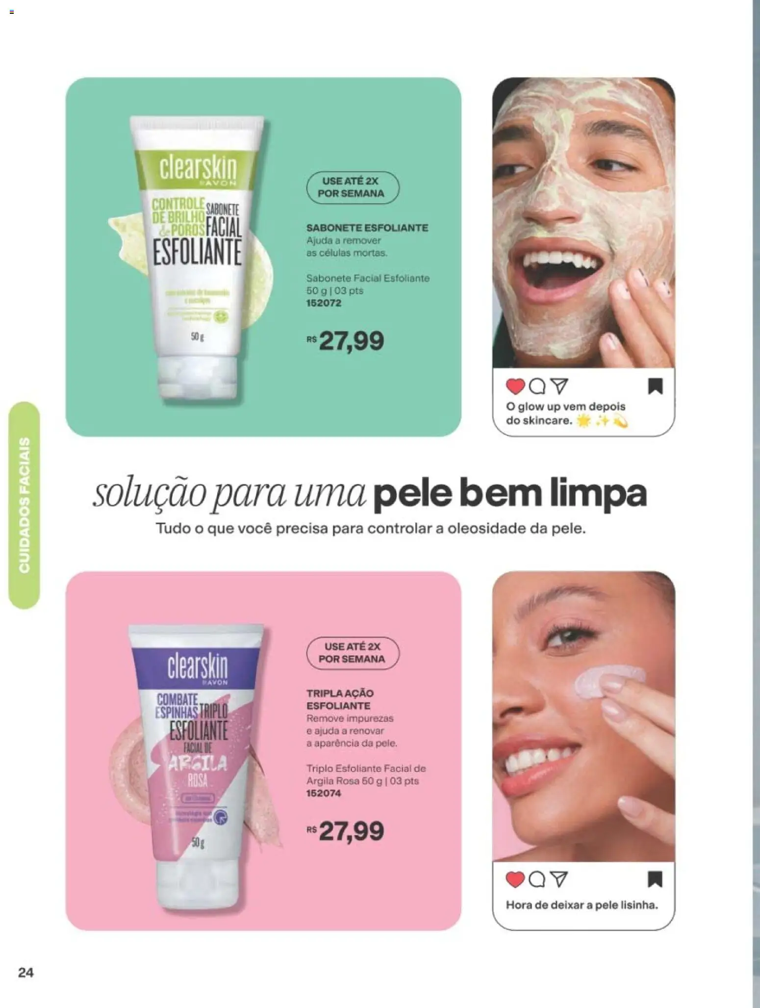 Avon Folheto - válido de 19/07/2026 | Página: 24 | Produtos: Argila, Sabonete, Esfoliante facial