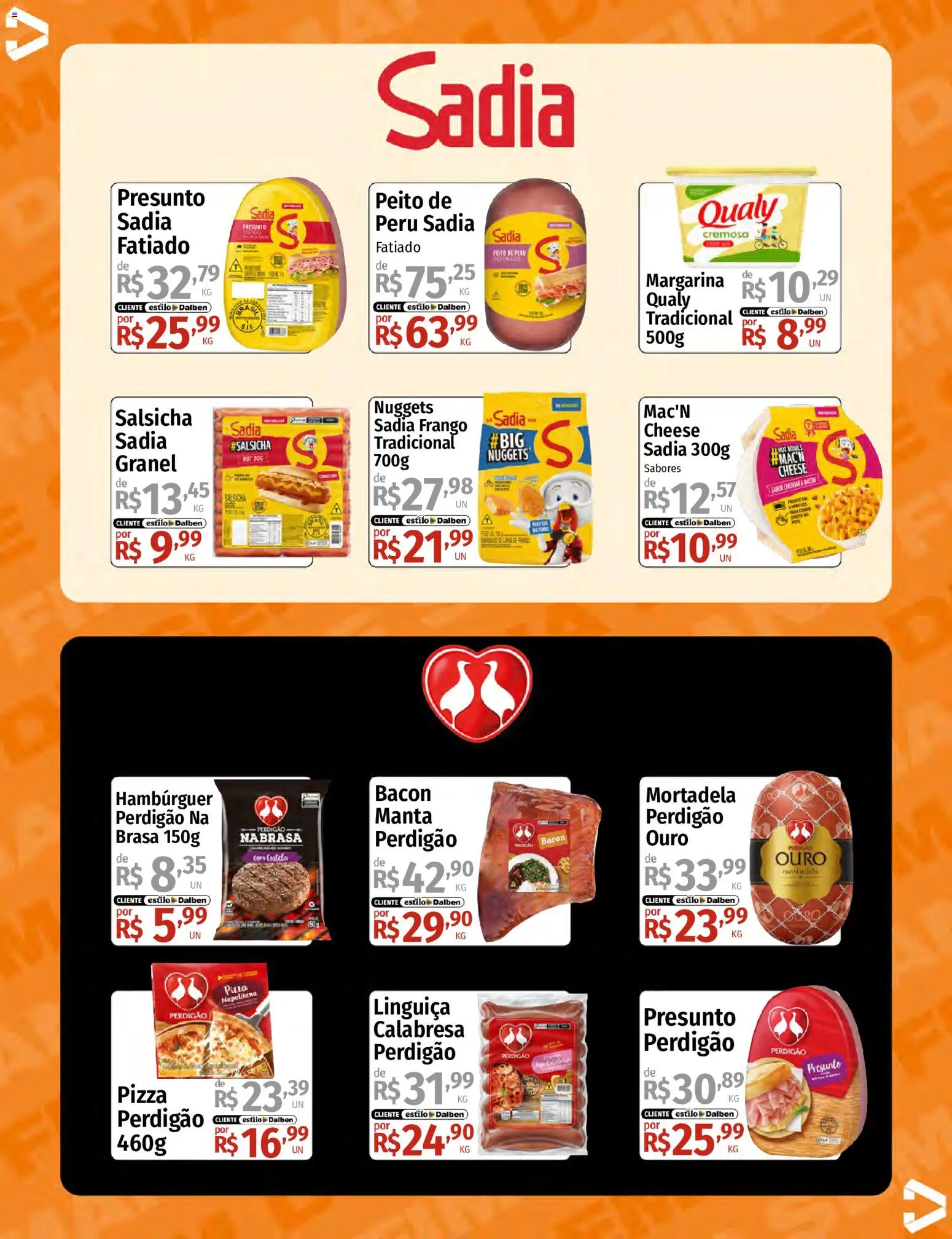 Supermercado Dalben Folheto - válido de 31/07/2026 | Página: 11 | Produtos: Salsicha, Pizza, Peito de peru, Margarina