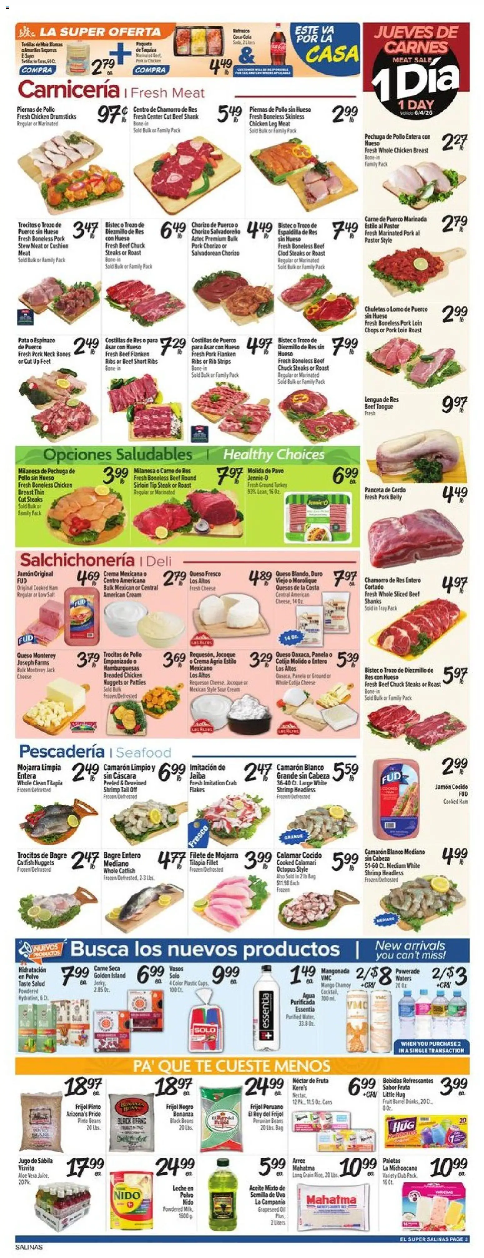 El Super Weekly Ad - valid from 03.06.2026 | Page: 3 | Products: Sour cream, Beef, Seafood, Bag