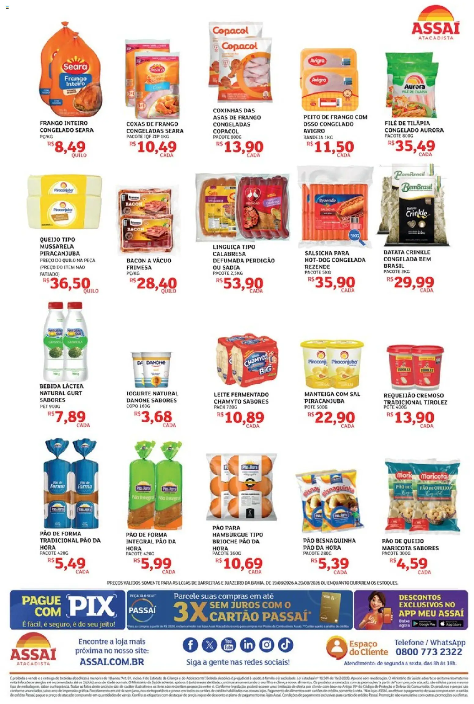 Assaí Atacadista Folheto - válido de 19/08/2026 | Página: 2 | Produtos: Brioche, Manteiga, Queijo, Batata
