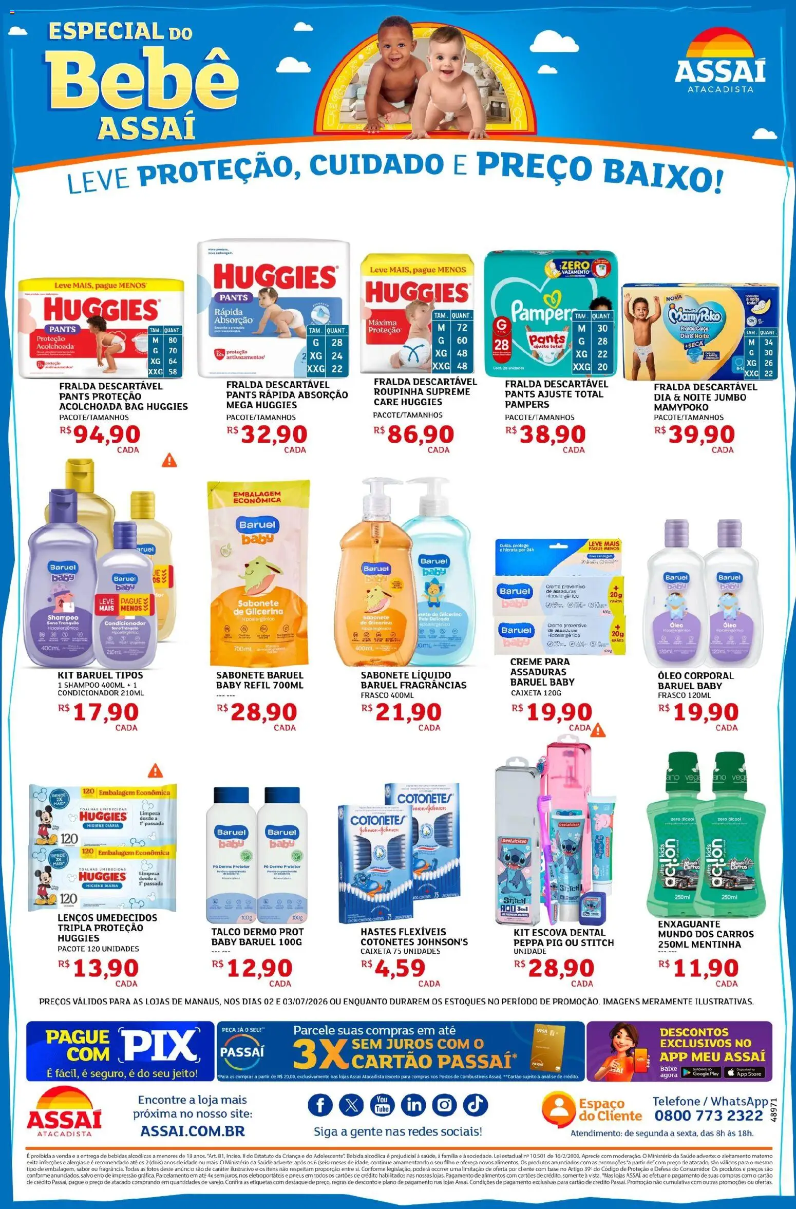Assaí Atacadista Folheto - válido de 02/07/2026 | Página: 4 | Produtos: Talco, Pó, Escova, Sabonete líquido