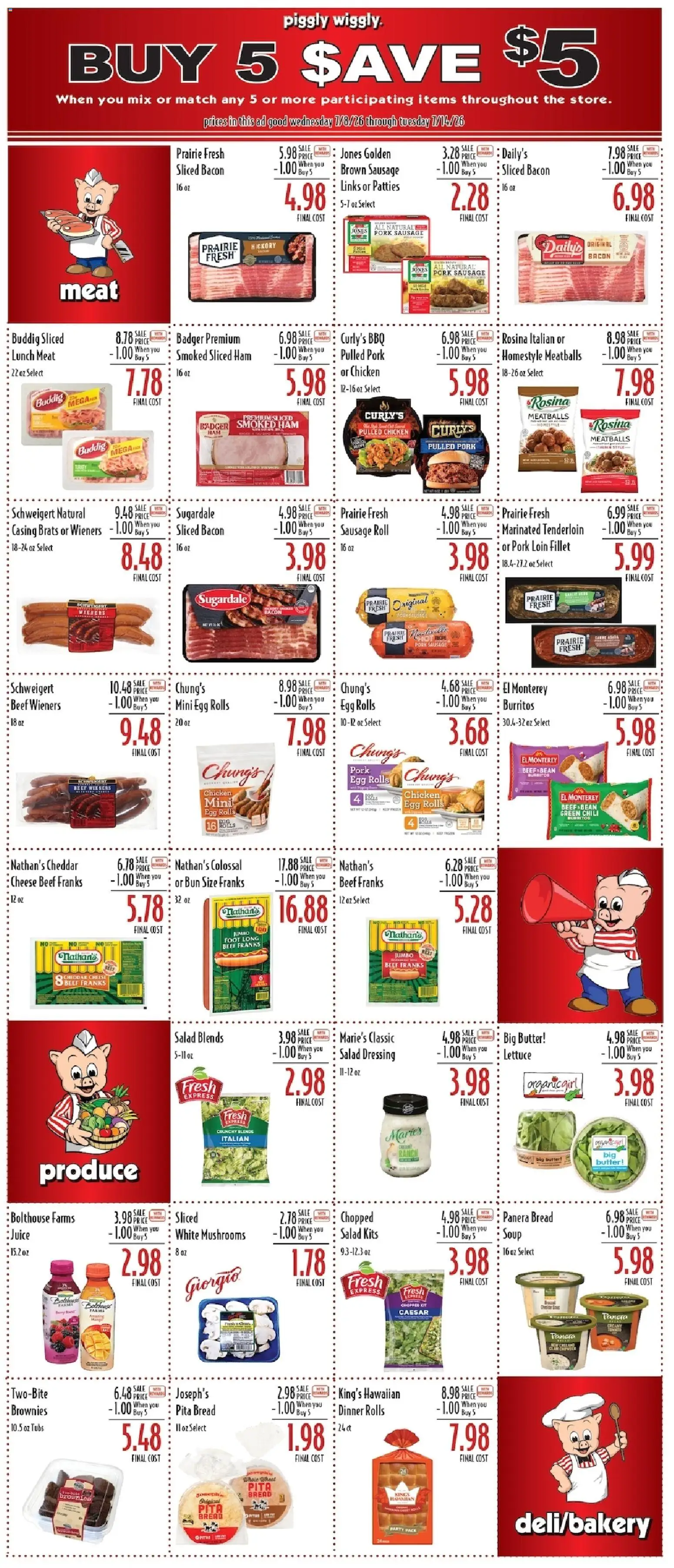 Piggly Wiggly Weekly Ad - valid from 07/08/2026 | Page: 6 | Products: Cheese, Ham, Juice, Pork