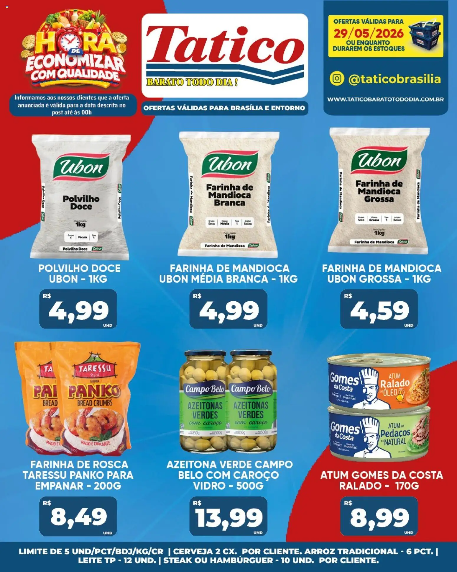 Tatico Folheto - válido de 29.05.2026 | Página: 21 | Produtos: Farinha de mandioca, Cerveja, Hambúrguer, Atum