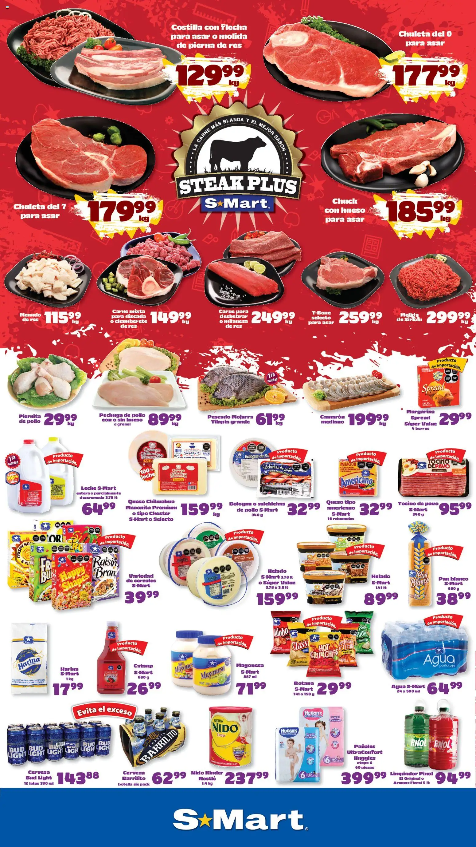 Nuevas ofertas de S-Mart válidas en toda la República Mexicana desde el 07/08/2026. ¡Encuentra las mejores ofertas en S-Mart folleto Juárez! | Página: 1 | Productos: Agua, Queso, Pavo, Botella