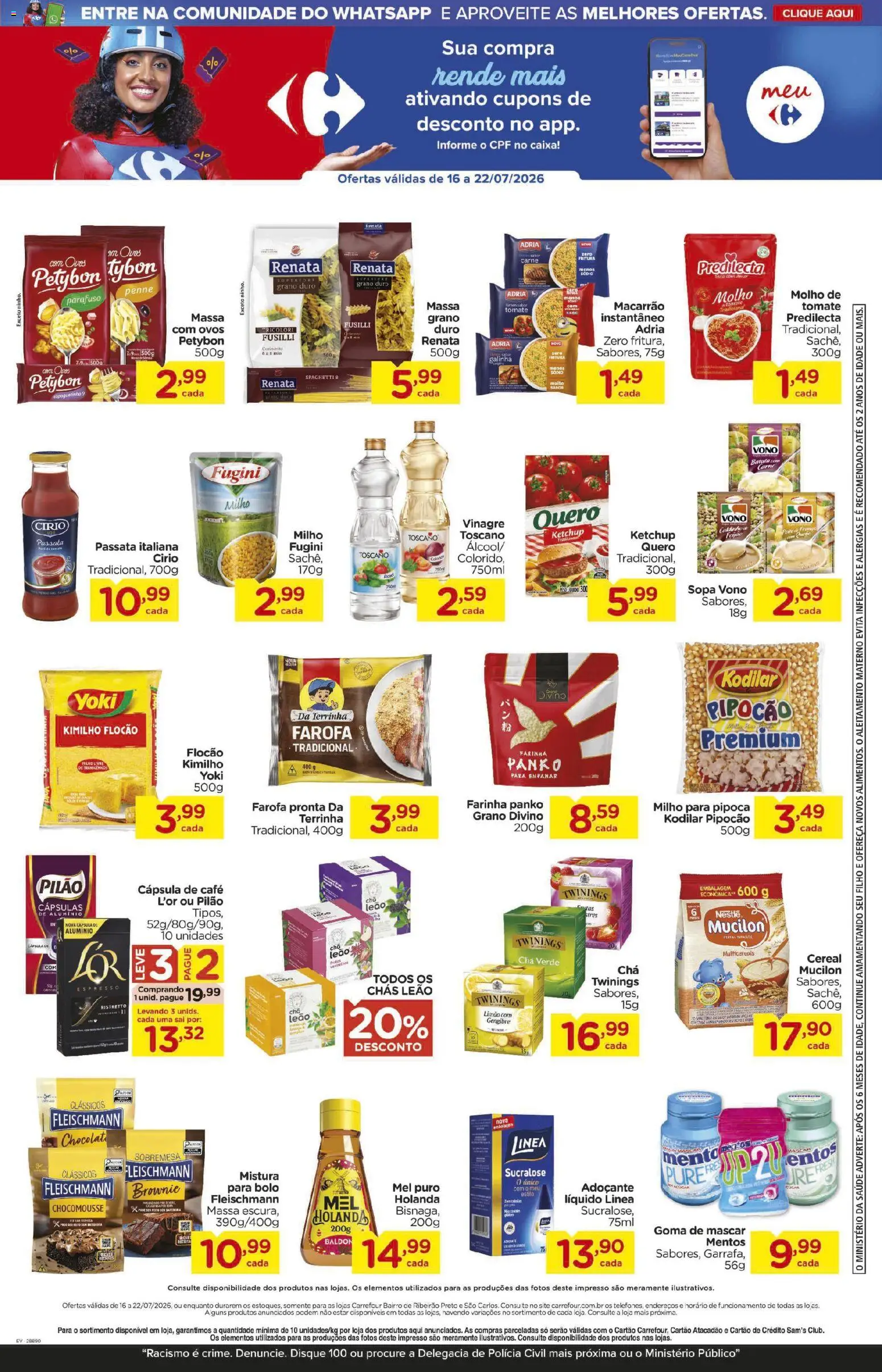 Carrefour Bairro Folheto - válido de 16/07/2026 | Página: 4 | Produtos: Caixa, Chocolate, Mel, Mucilon