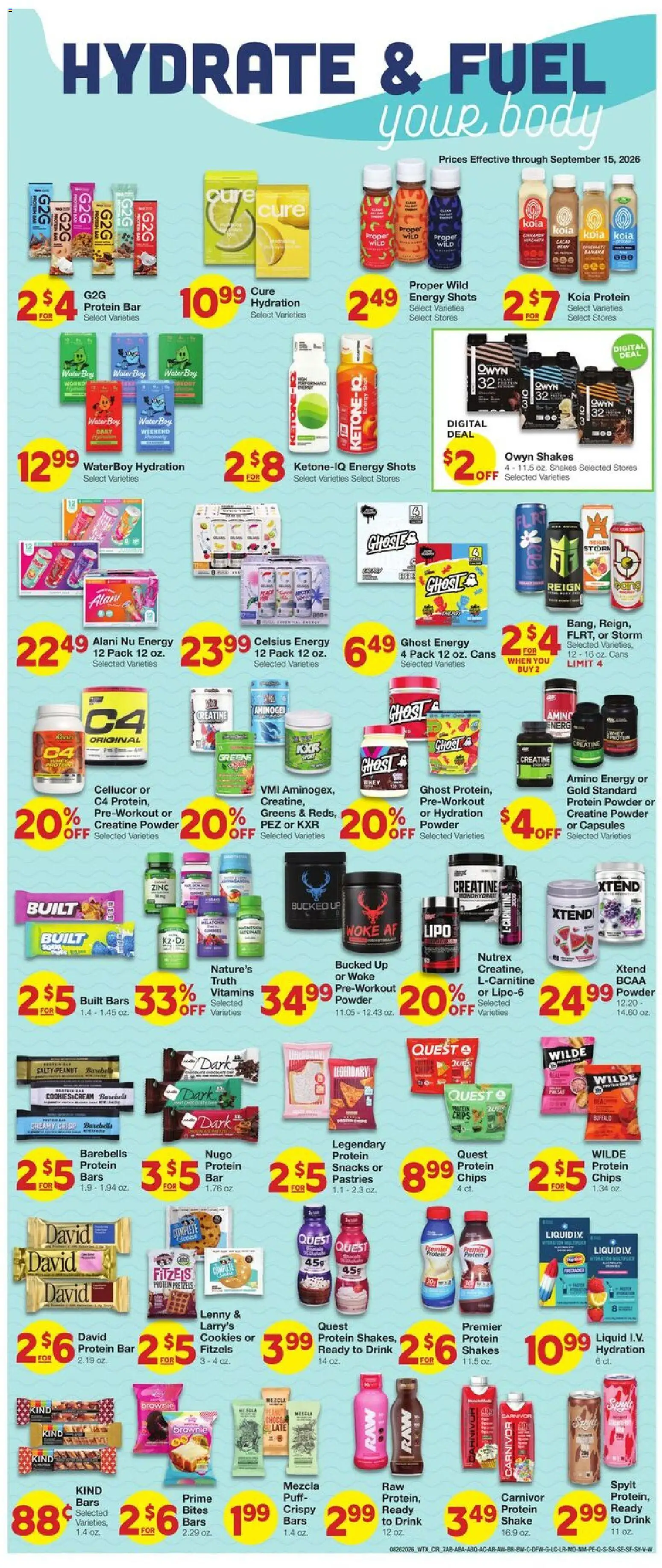 United Supermarkets Weekly Ad - valid from 08/26/2026 | Page: 7 | Products: Creatine, Powder, Chips, Capsules