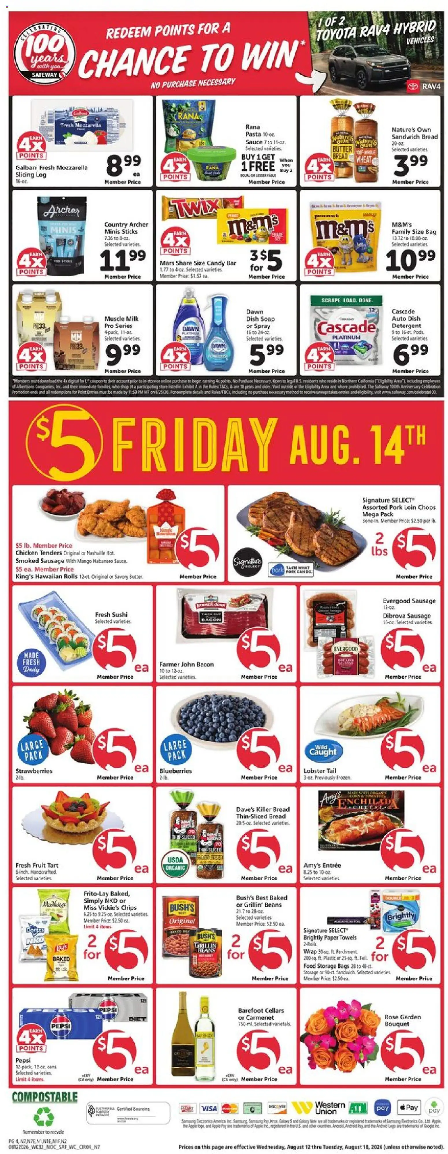 Safeway Weekly Ad - valid from 08/12/2026 | Page: 4 | Products: Pork, Blueberries, Bag, Beans