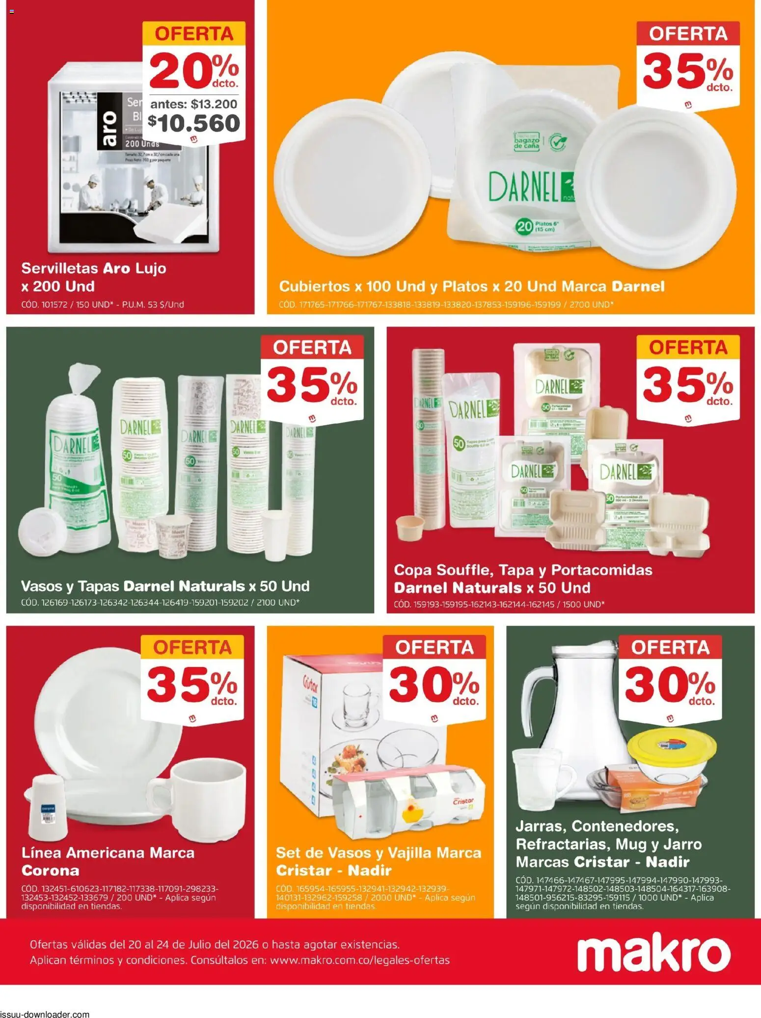 Makro revista - valida desde el 20/07/2026 | Página: 8 | Productos: Vasos, Servilletas, Platos, Tapa