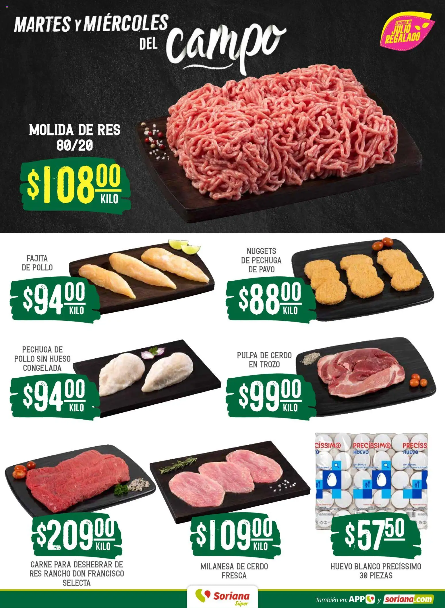 Nuevas ofertas de Soriana válidas en toda la República Mexicana desde el 26.05.2026. ¡Encuentra las mejores ofertas en Soriana Martes y Miércoles del Campo Súper: Ver, Tab, Chis, Camp, Yuc y Q. Roo! | Página: 4 | Productos: Milanesa, Huevo, Cerdo, Res