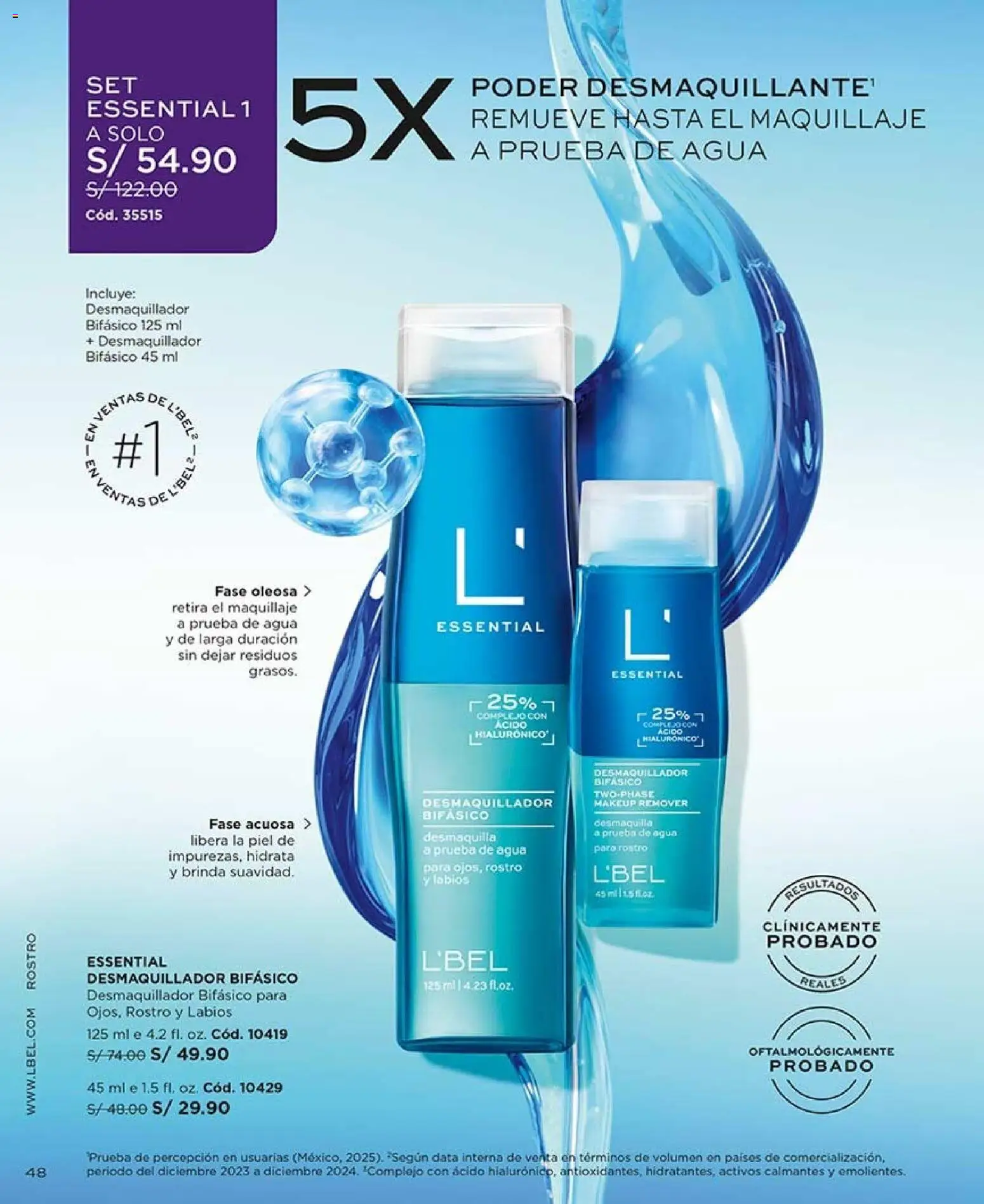 Catálogo L'Bel válido desde 11/07/2026 | Página: 48 | Productos: Agua, Maquillaje