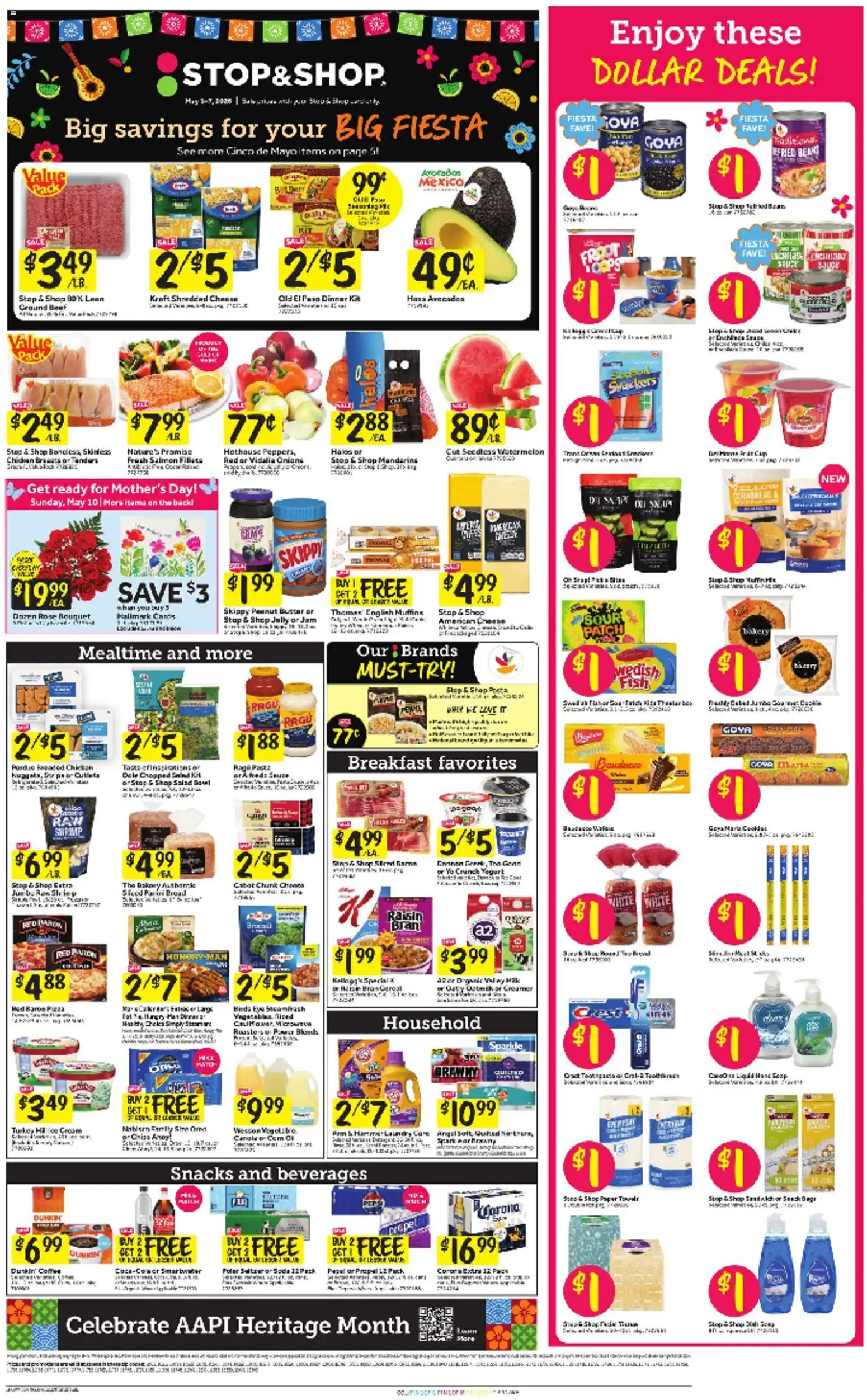 Stop & Shop Weekly Ad - valid from 01.05.2026 | Page: 1 | Products: Yogurt, Coffee, Pizza, Watermelon