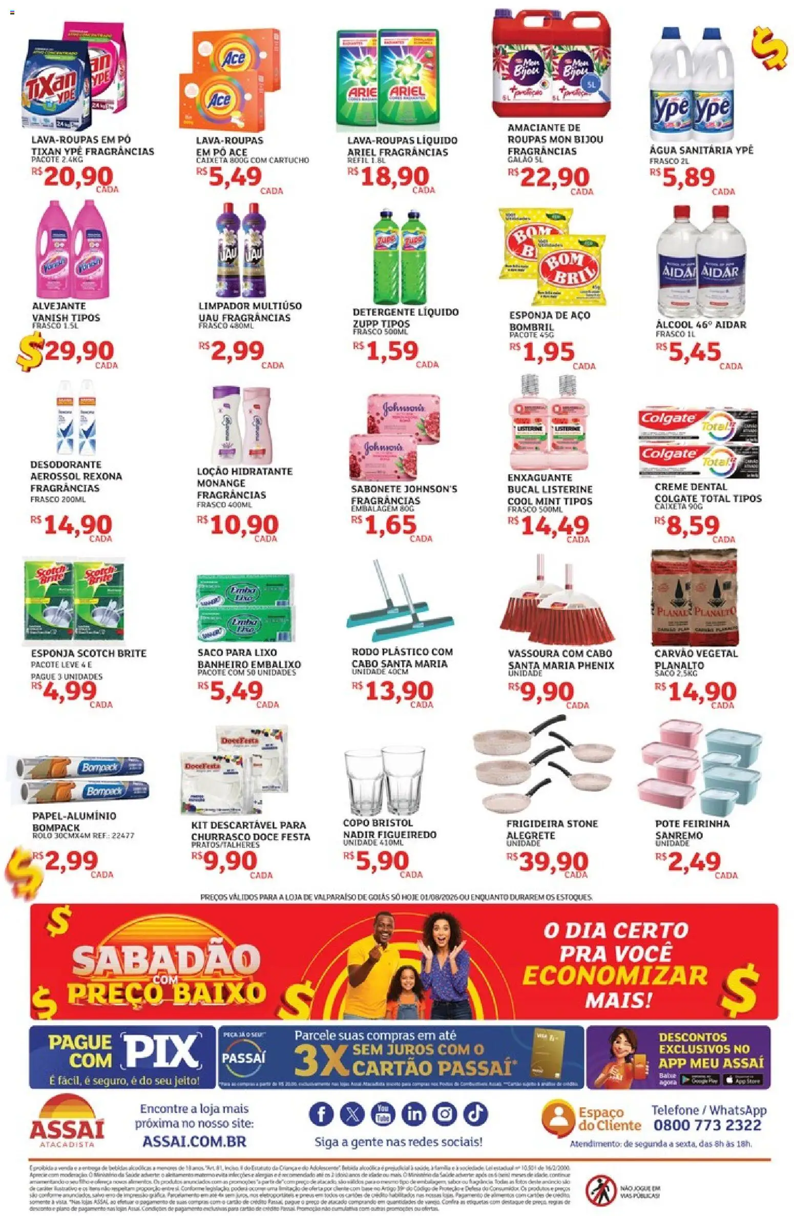 Assaí Atacadista Folheto - válido de 01/08/2026 | Página: 4 | Produtos: Creme dental, Cabo, Vassoura, Rodo