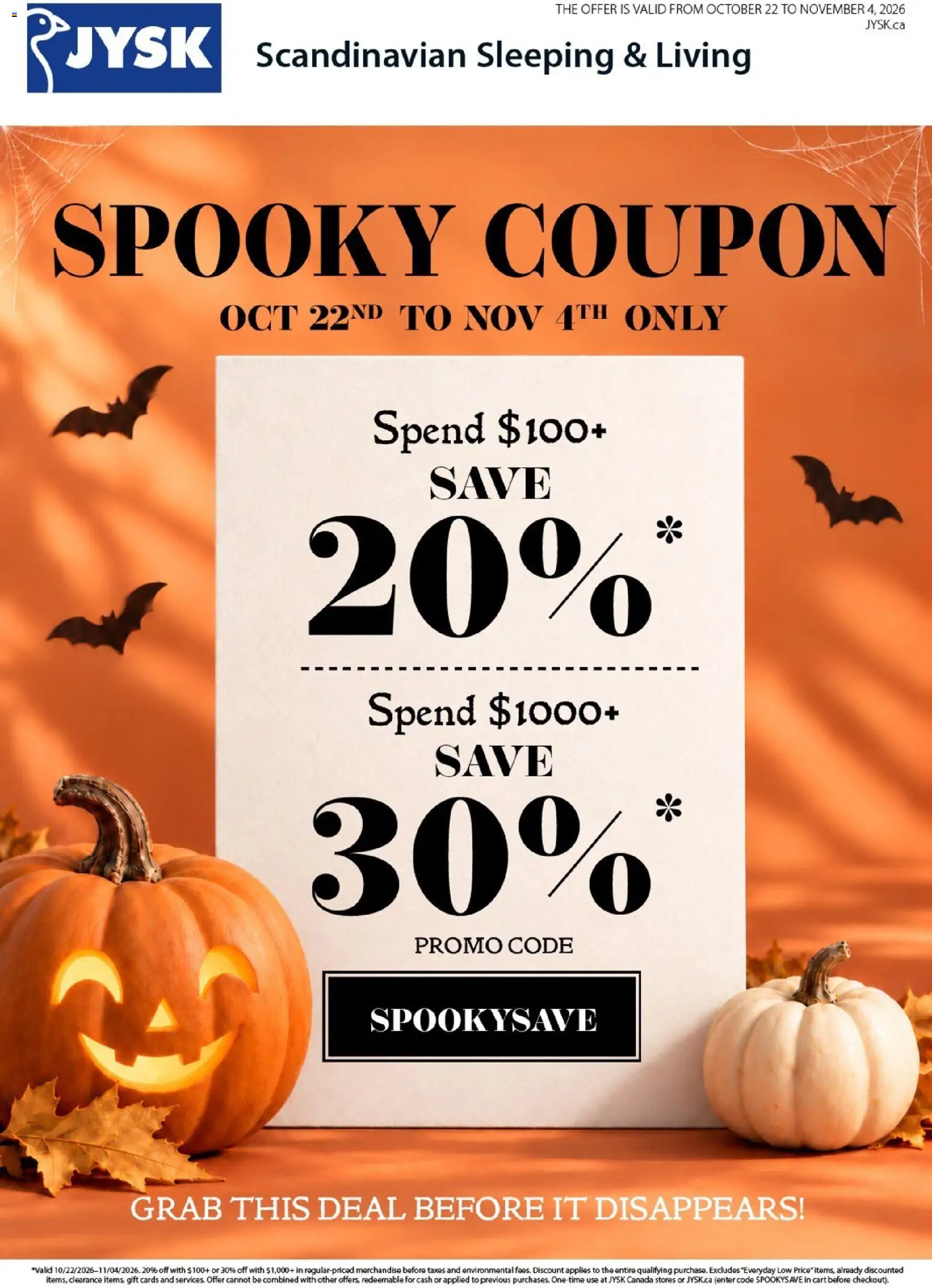 JYSK flyer valid from Oct 22, 2026 | Page: 1