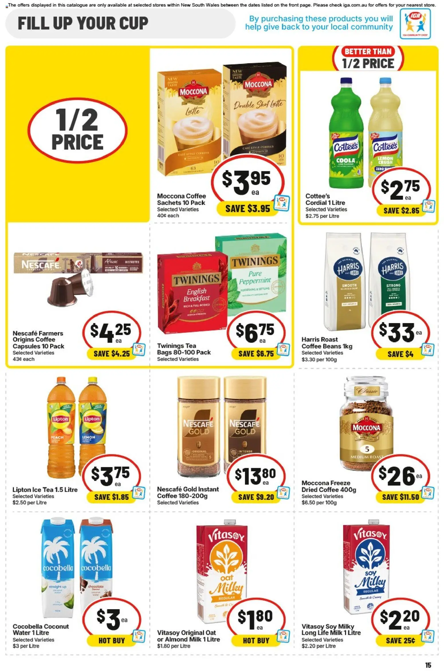 IGA catalogue - valid from 05/08/2026 | Page: 15 | Products: Milk, Chocolate, Tea, Moccona