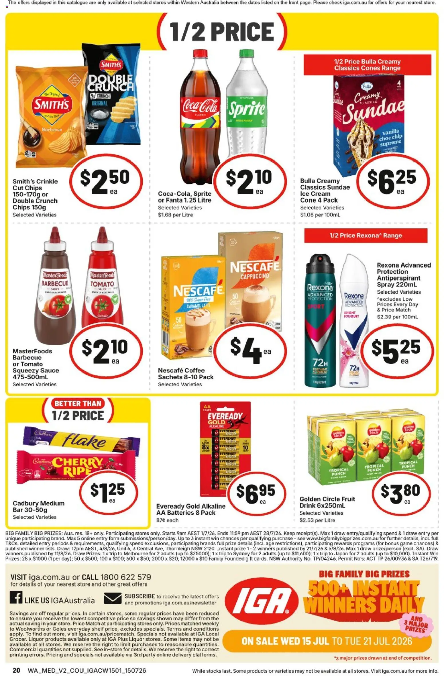IGA catalogue - valid from 15/07/2026 | Page: 2 | Products: Coffee, Chips, Batteries, Nescafe