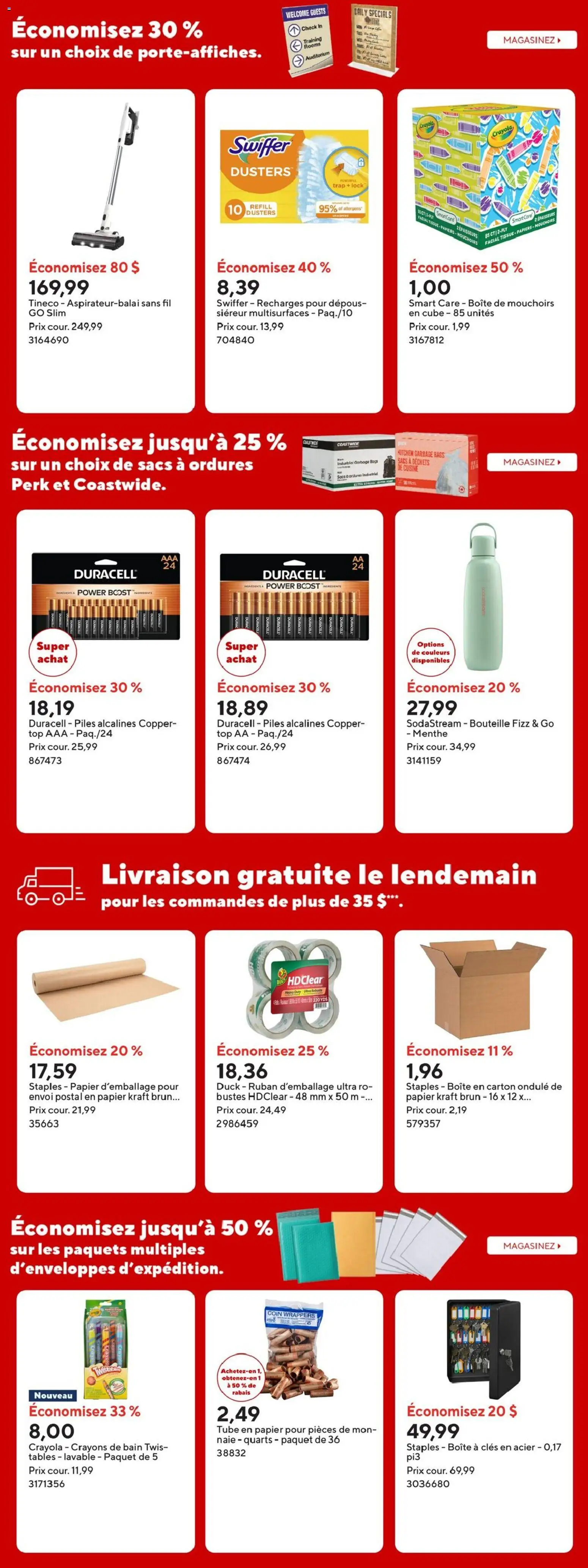 Staples flyer valid from Sep 25, 2026 | Page: 12 | Products: Garbage bags, Duck