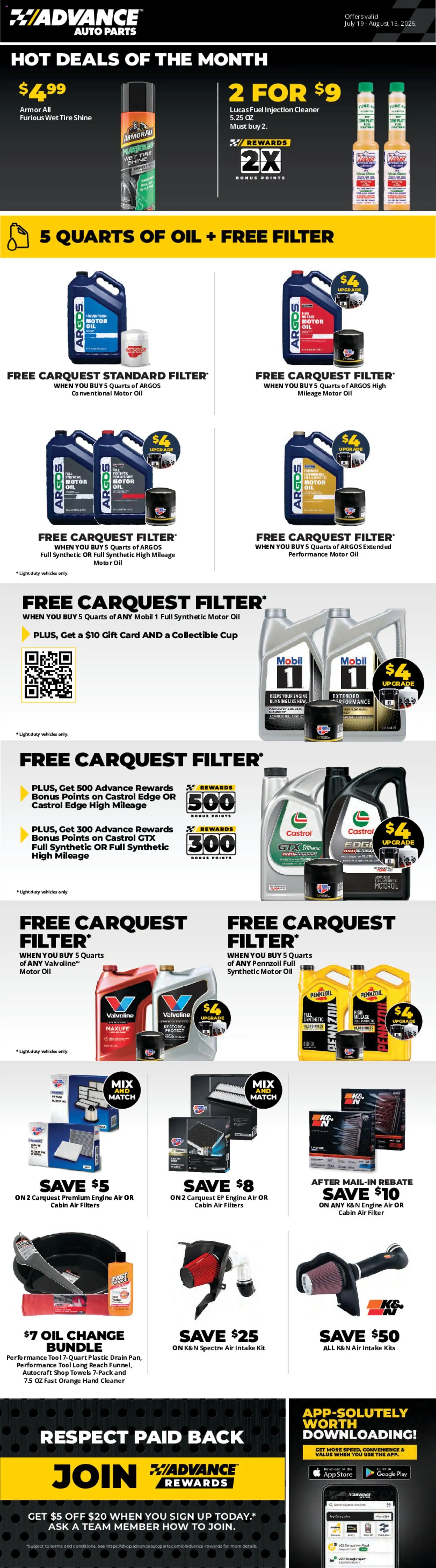 Advance Auto Parts Weekly Ad | 07/19 catalogue cover