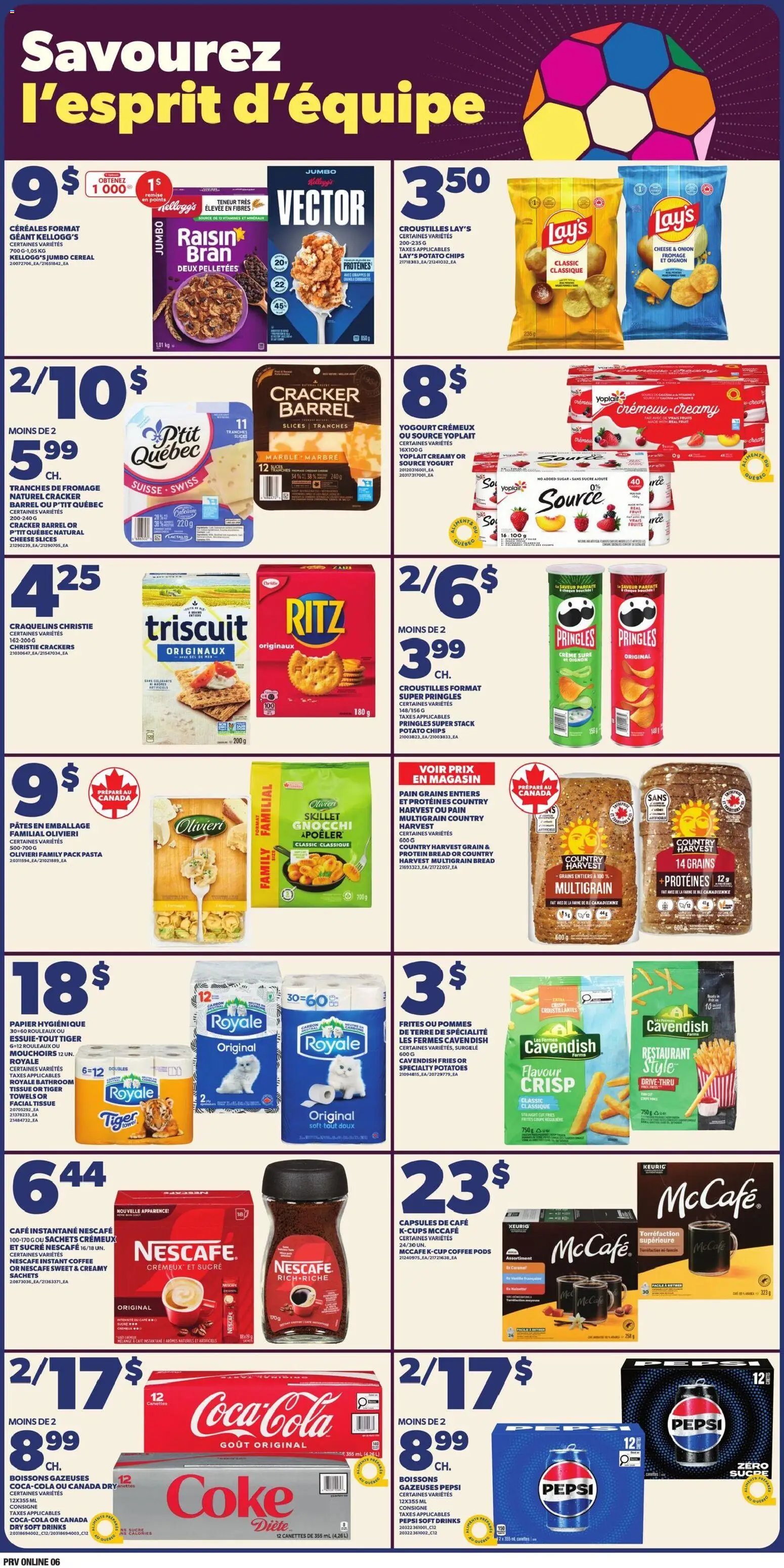 Provigo flyer valid from 11.06.2026 | Page: 8 | Products: Chips, Yogurt, Bread, Coffee