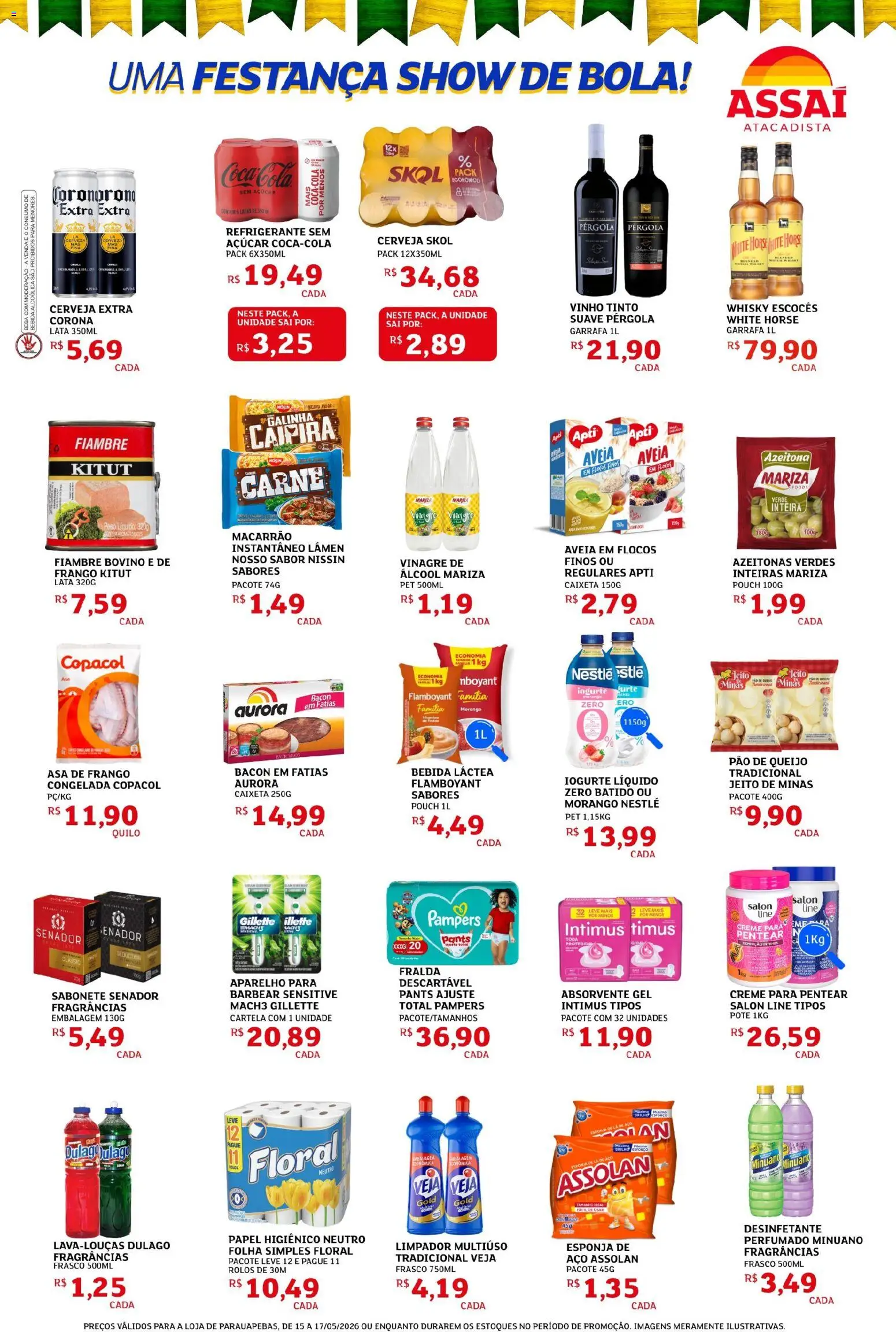 Assaí Atacadista Folheto - válido de 15.05.2026 | Página: 2 | Produtos: Pampers, Cola, Queijo, Carne