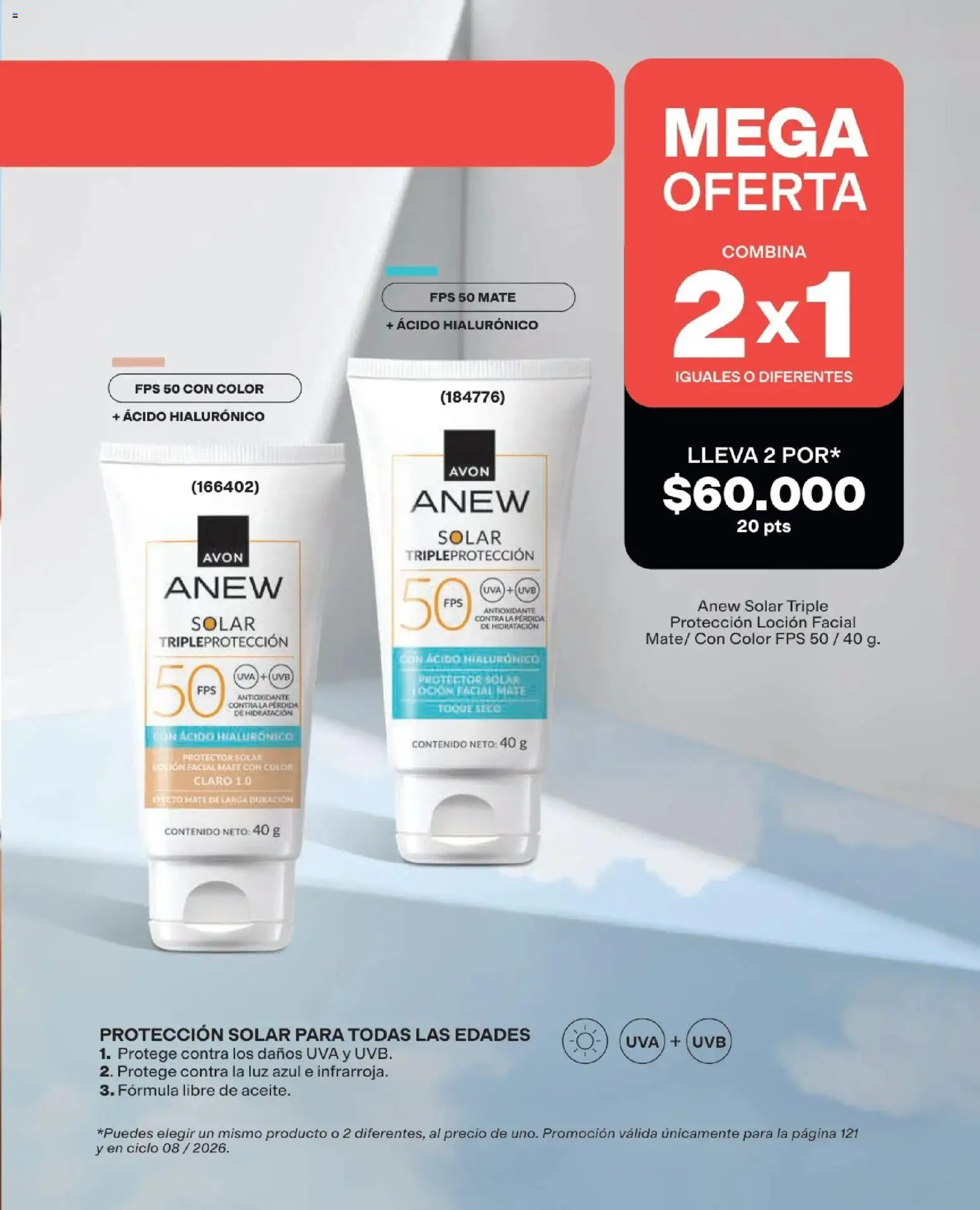 Avon revista - valida desde el 01.08.2026 | Página: 121 | Productos: Loción, Uva, Protector solar