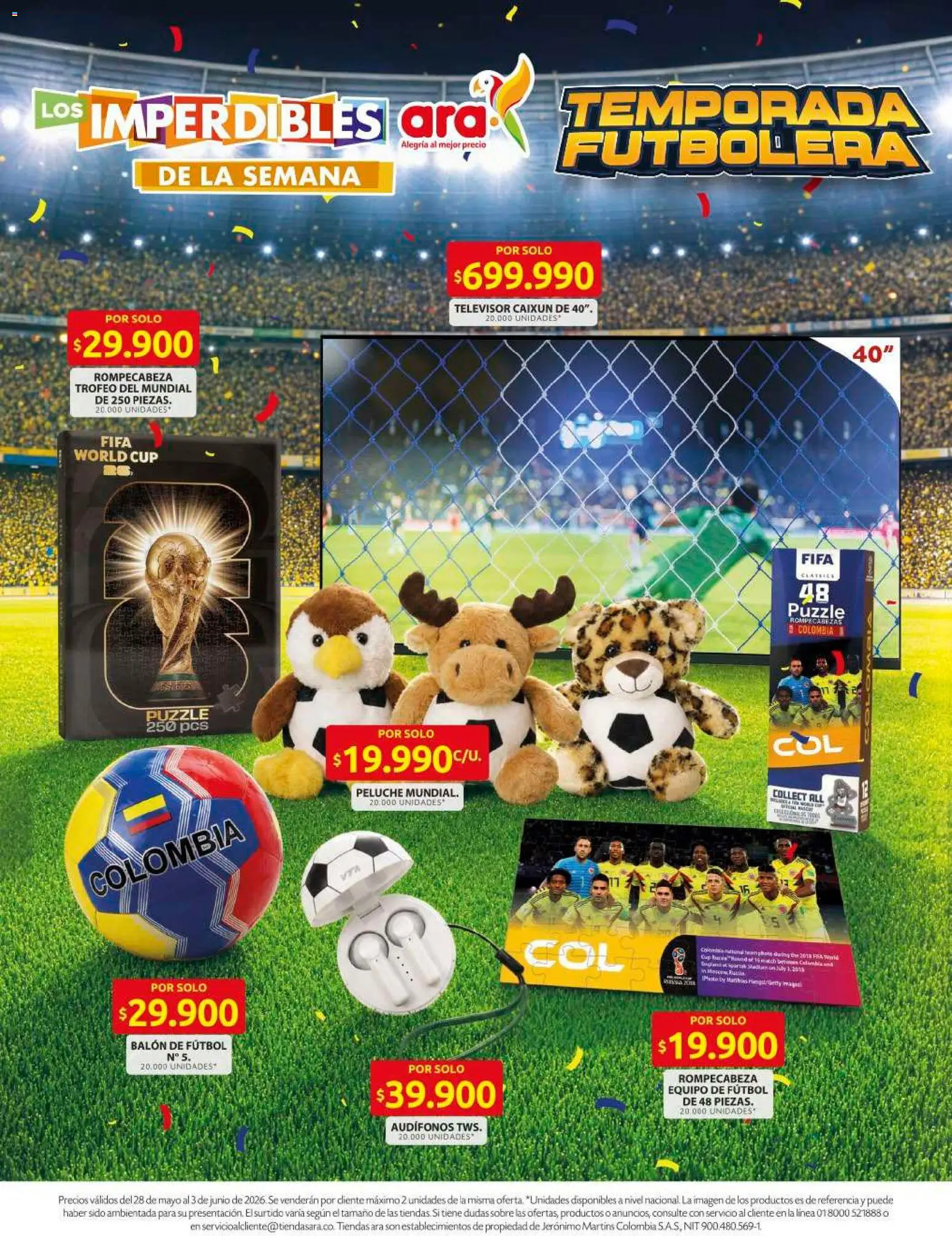 Ara revista - valida desde el 28.05.2026 | Página: 11 | Productos: Televisor, Audífonos, Balón, Sobre