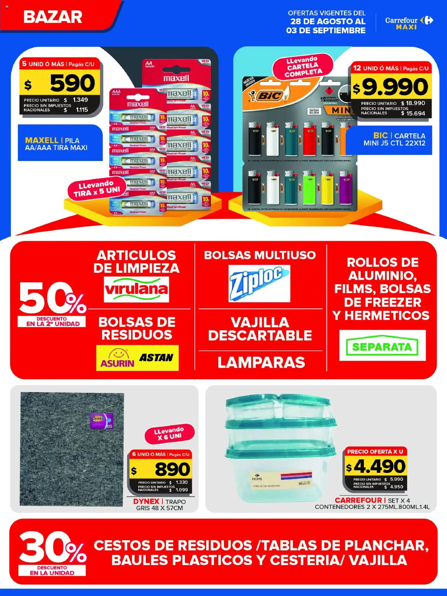 Carrefour Maxi catálogo │ válido desde el 28/08/2026 | Página: 12 | Productos: Pila, Vajilla, Freezer, Lámparas