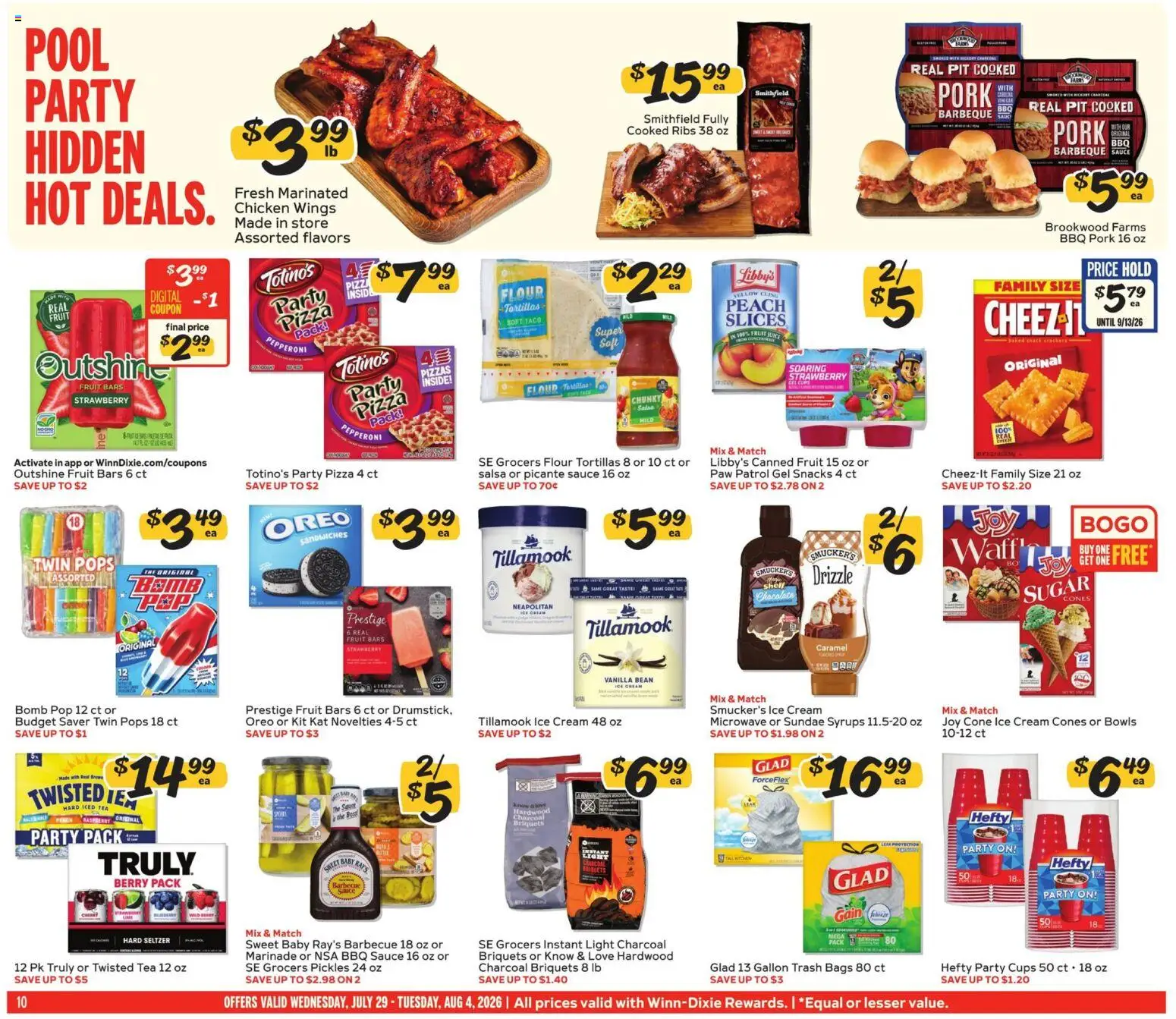 Winn Dixie Weekly Ad - valid from 07/29/2026 | Page: 10 | Products: Ice cream, Sauce, Sugar, Raspberry