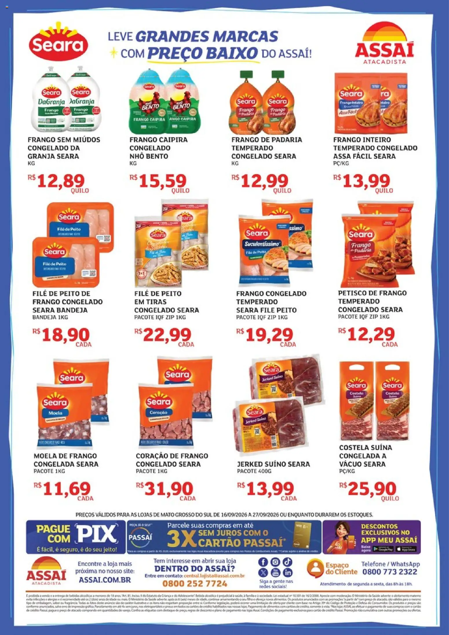 Assaí Atacadista Folheto - válido de 16/09/2026 | Página: 2 | Produtos: Coração de frango, Baixo, Bandeja, Frango