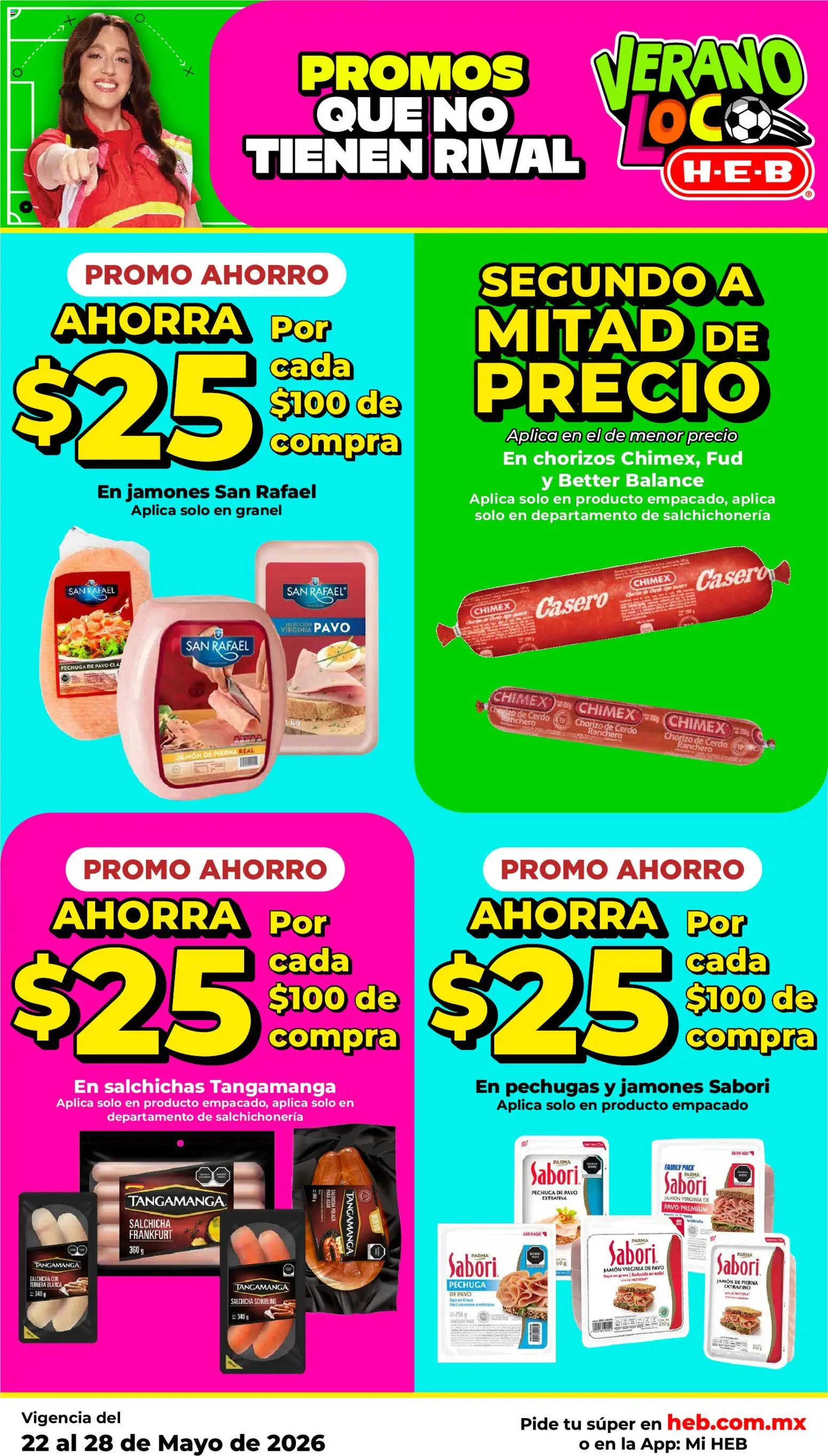 Nuevas ofertas de H-E-B válidas en toda la República Mexicana desde el 21.05.2026. ¡Encuentra las mejores ofertas en H-E-B folleto! | Página: 10 | Productos: Salchicha, Jamón, Cerdo, Chorizo