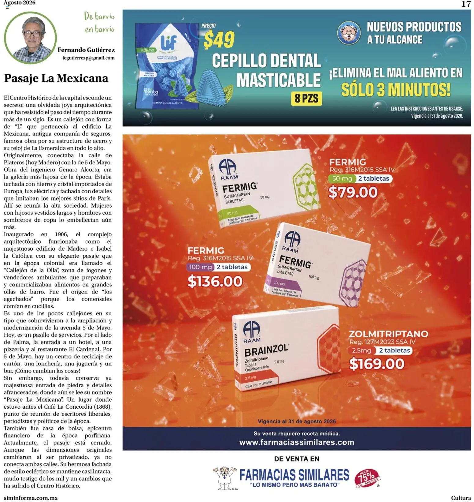 Nuevas ofertas de Farmacias Similares válidas en toda la República Mexicana desde el 01/08/2026. ¡Encuentra las mejores ofertas en Farmacias Similares catálogo! | Página: 17