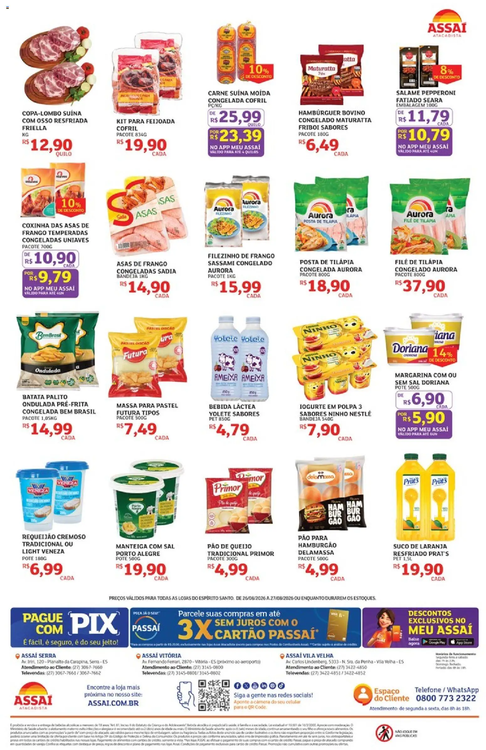 Assaí Atacadista Folheto - válido de 26/08/2026 | Página: 2 | Produtos: Tilápia, Carne, Bebida, Batata