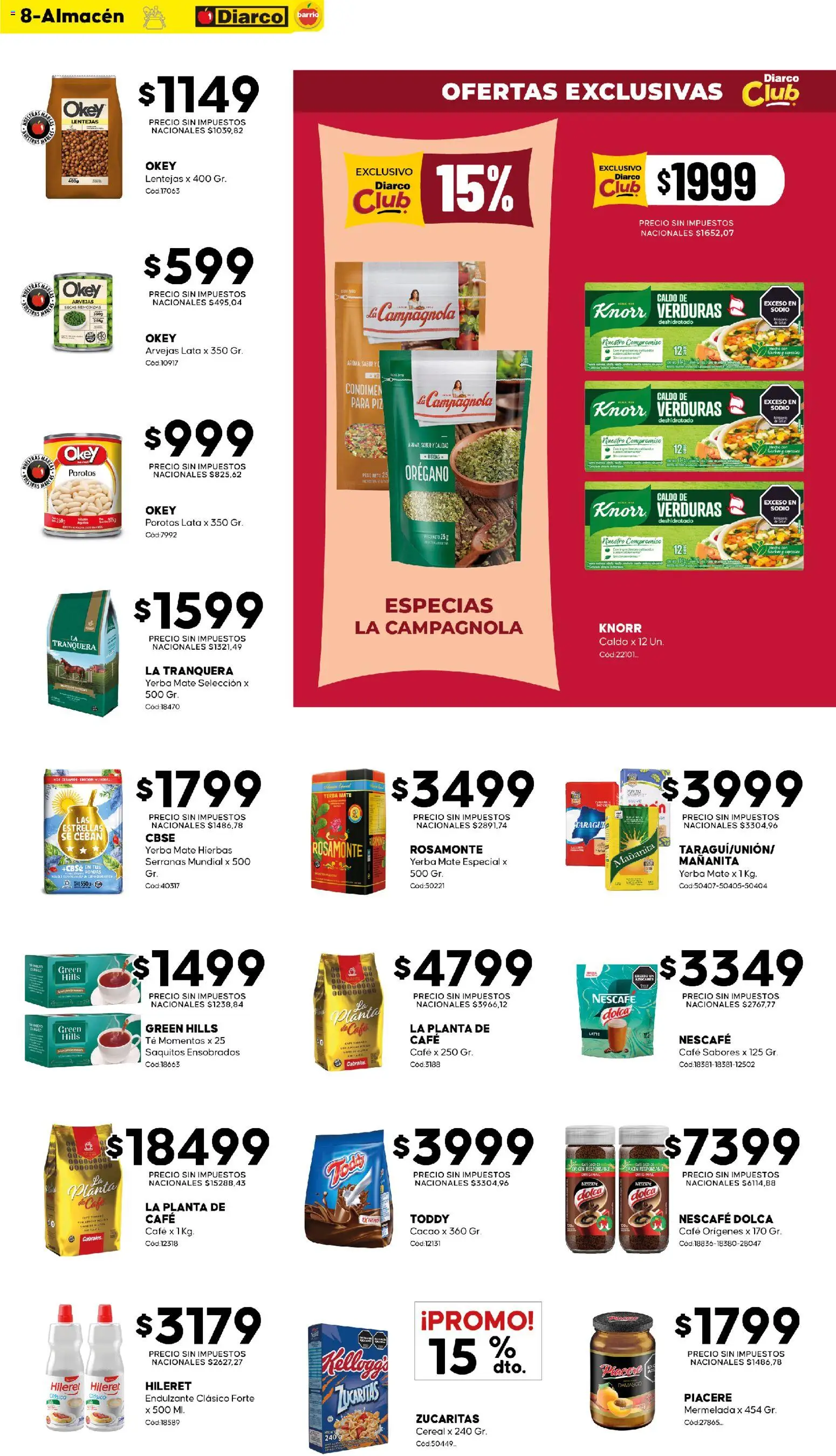 Diarco - Ofertas Diarco Barrio │ válido desde el 10/08/2026 | Página: 8 | Productos: Yerba, Café, Té, Planta