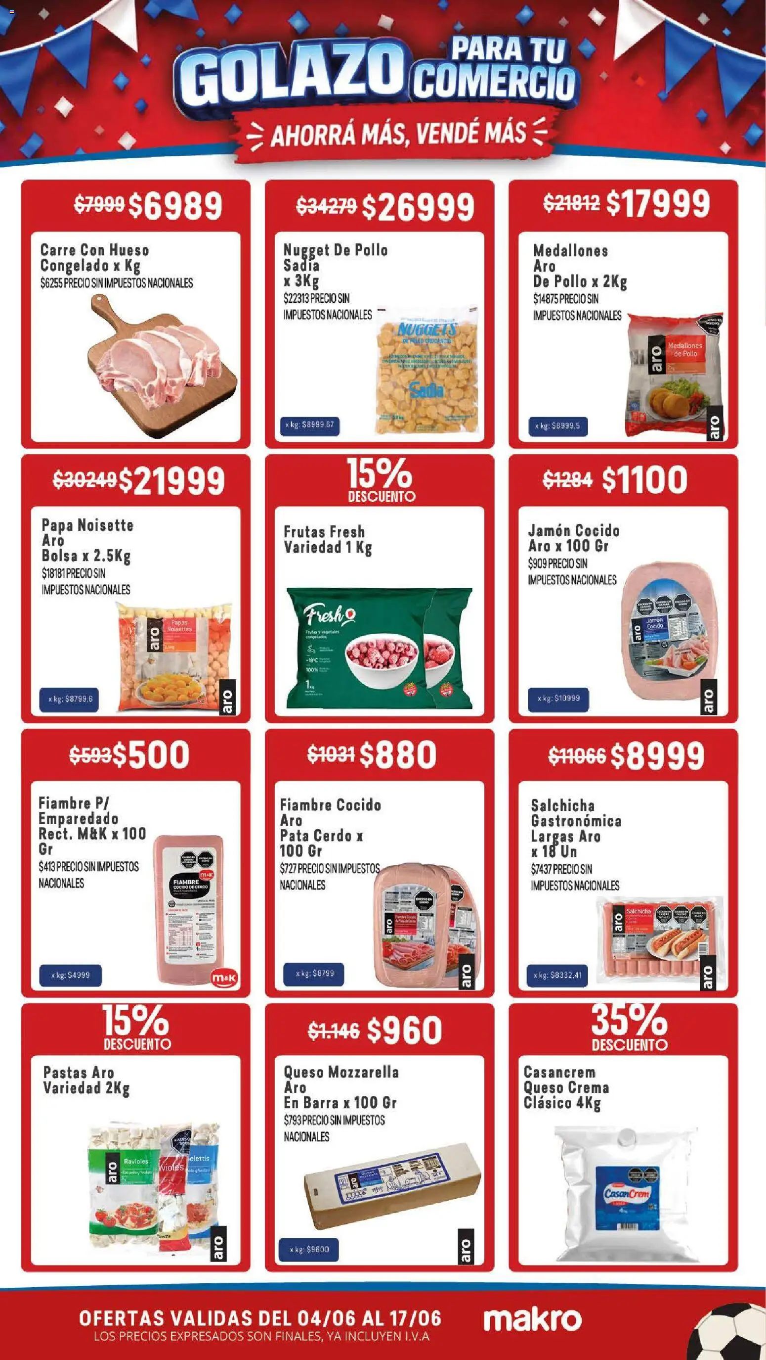 Makro Ofertas GOLAZO PARA TU COMERCIO │ válido desde el 04.06.2026 | Página: 2 | Productos: Bolsa, Salchicha, Cerdo, Crema