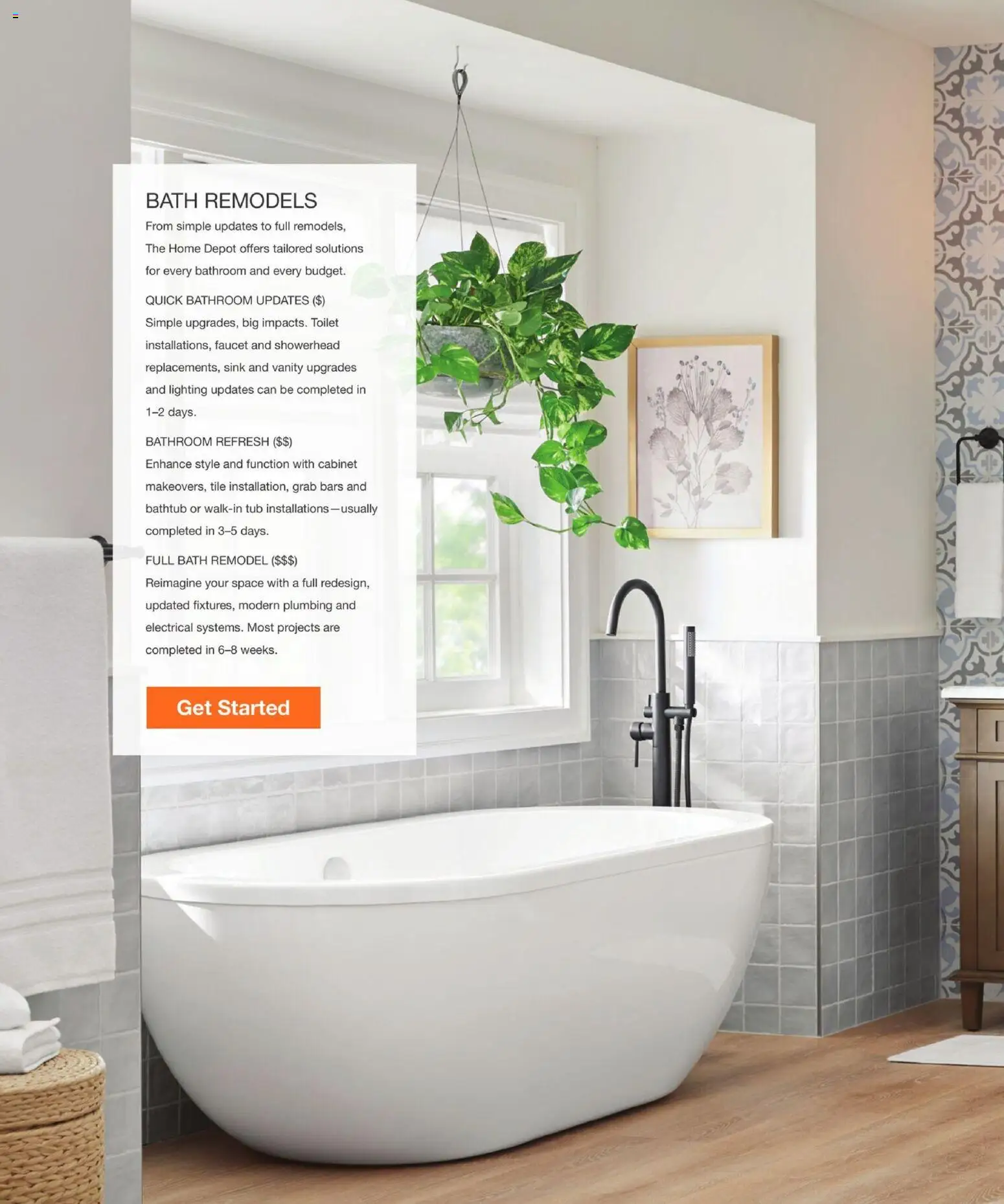Home Depot Home Services Catalog - valid from 09/17/2026 | Page: 14 | Products: Lighting, Bath, Bathtub