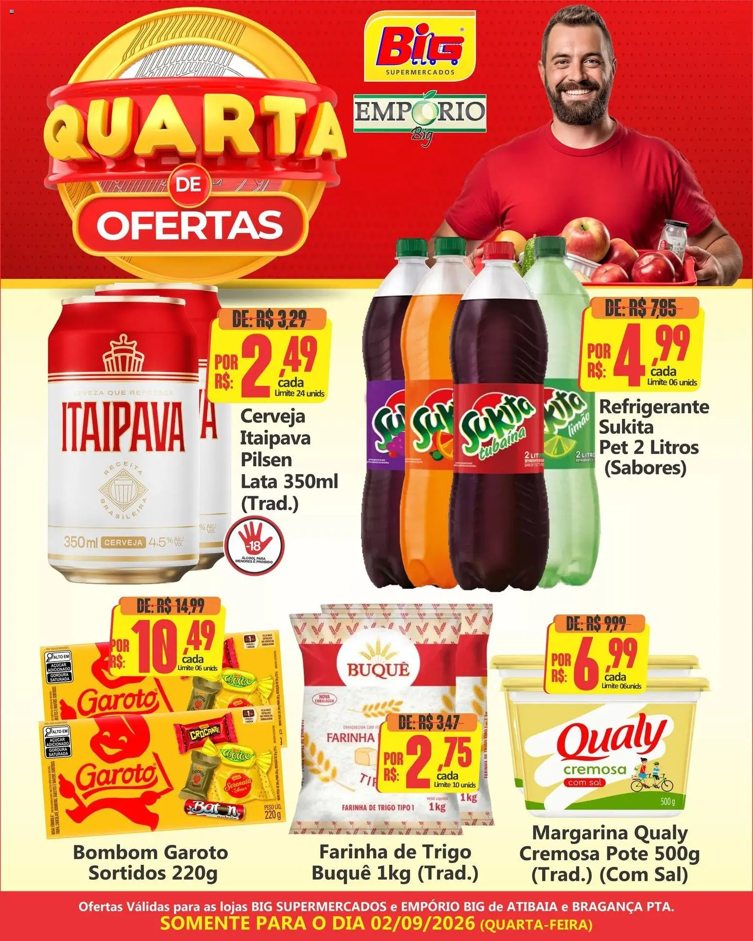 Big Supermercados Folheto - válido de 02/09/2026 | Página: 1 | Produtos: Farinha de trigo, Açúcar, Refrigerante, Sal