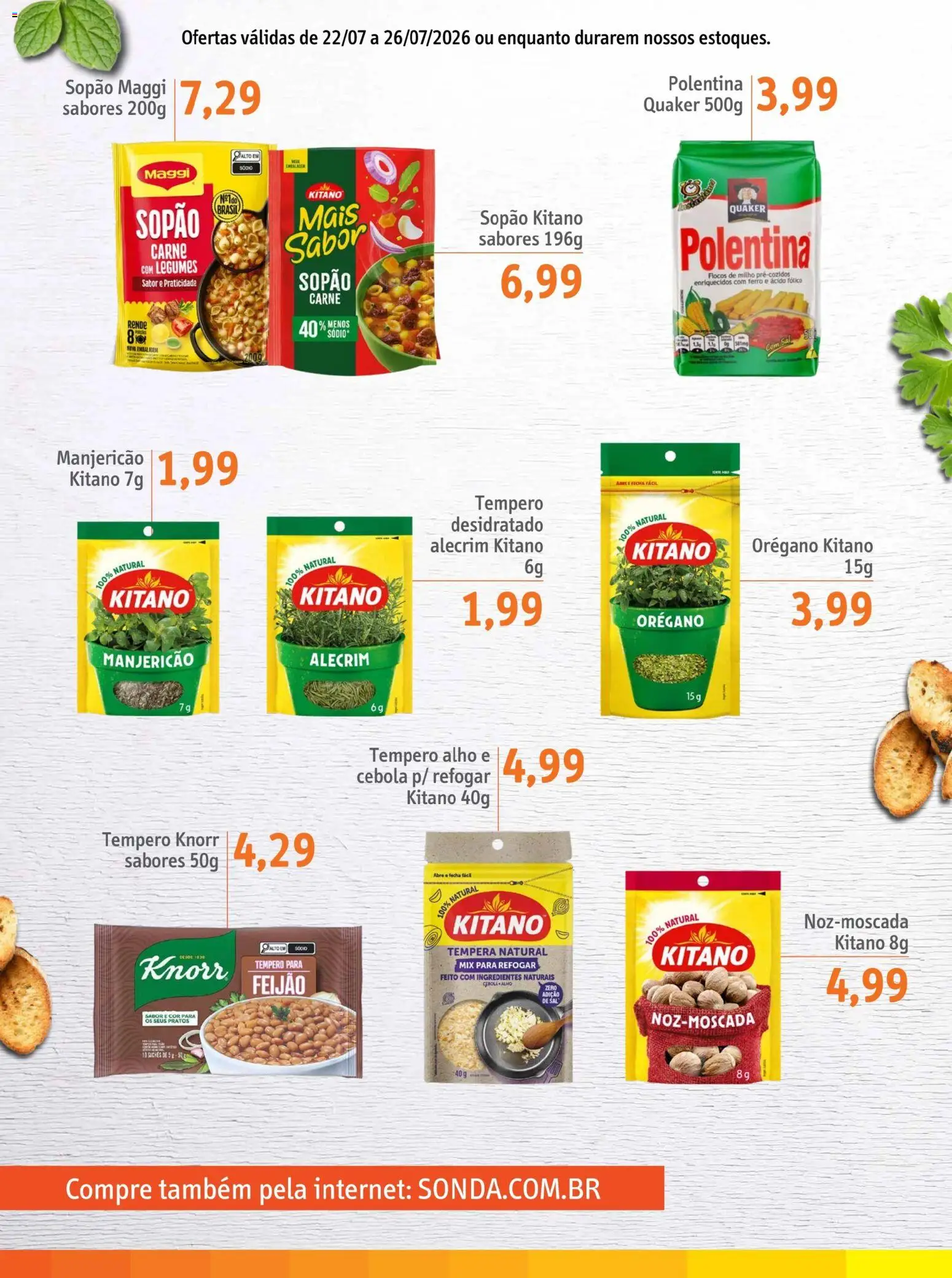 Sonda Folheto - válido de 22/07/2026 | Página: 4 | Produtos: Cebola, Feijão, Manjericão, Sal
