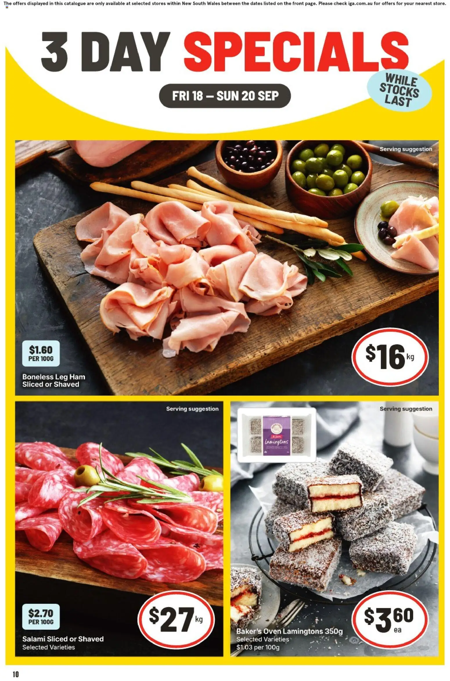 IGA catalogue - valid from 18/09/2026 | Page: 2 | Products: Salami, Ham, Lamingtons, Oven