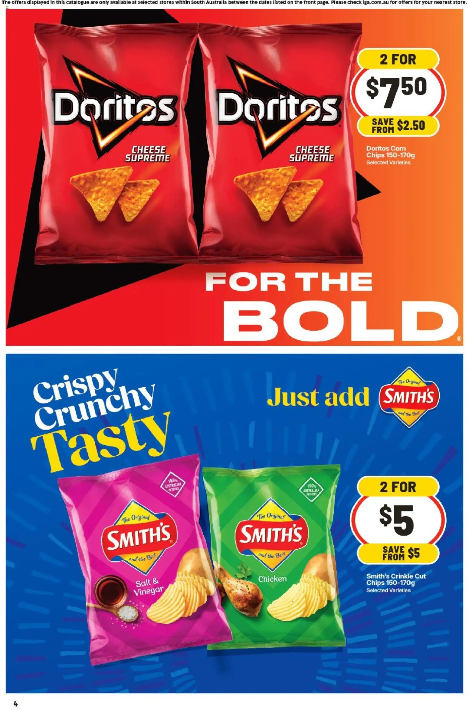 IGA catalogue - valid from 15.04.2026 | Page: 4 | Products: Cheese, Chicken, Chips, Vinegar