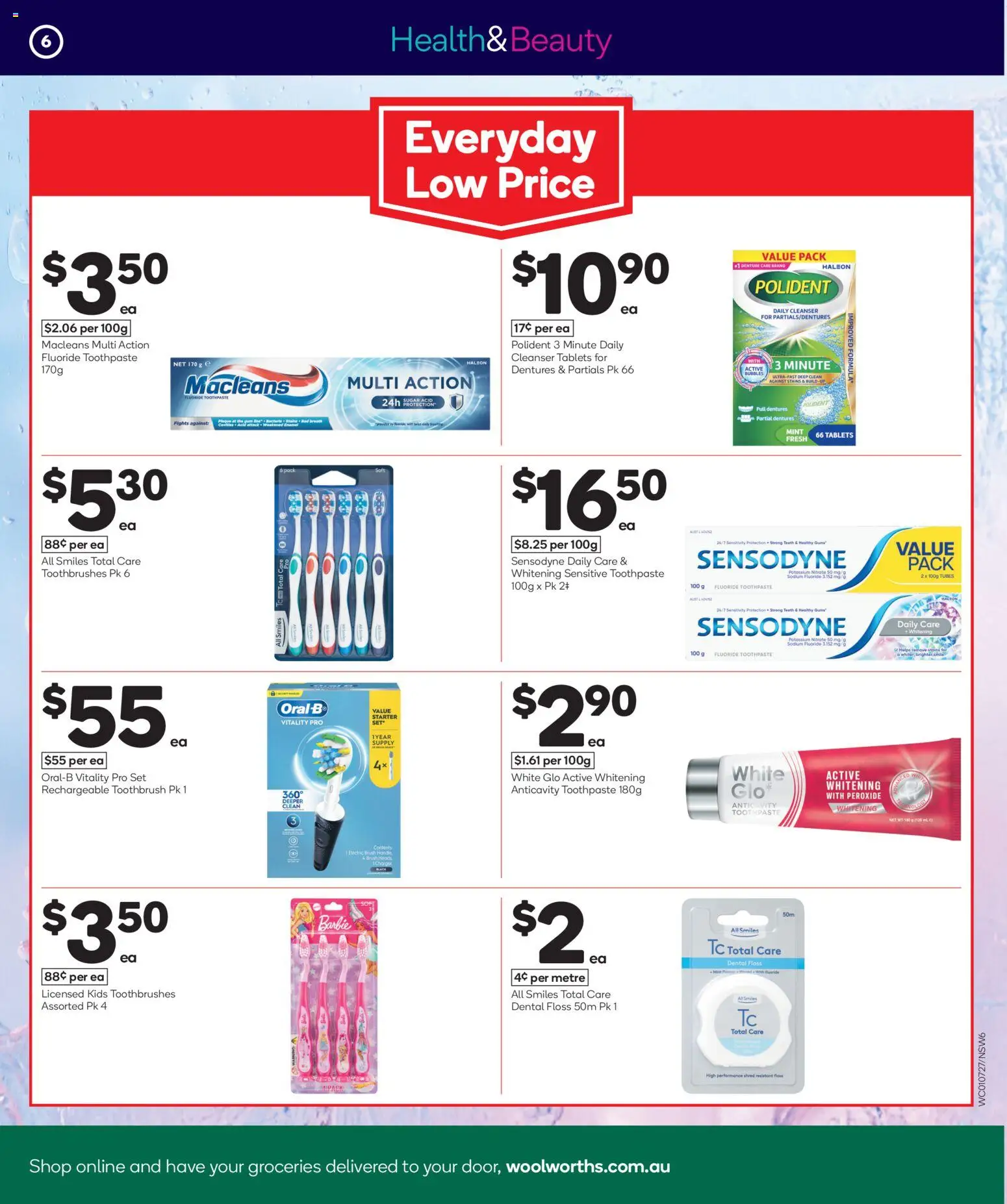 Woolworths catalogue - valid from 01/07/2026 | Page: 7 | Products: Toothpaste, Sugar, Toothbrush, Tablets