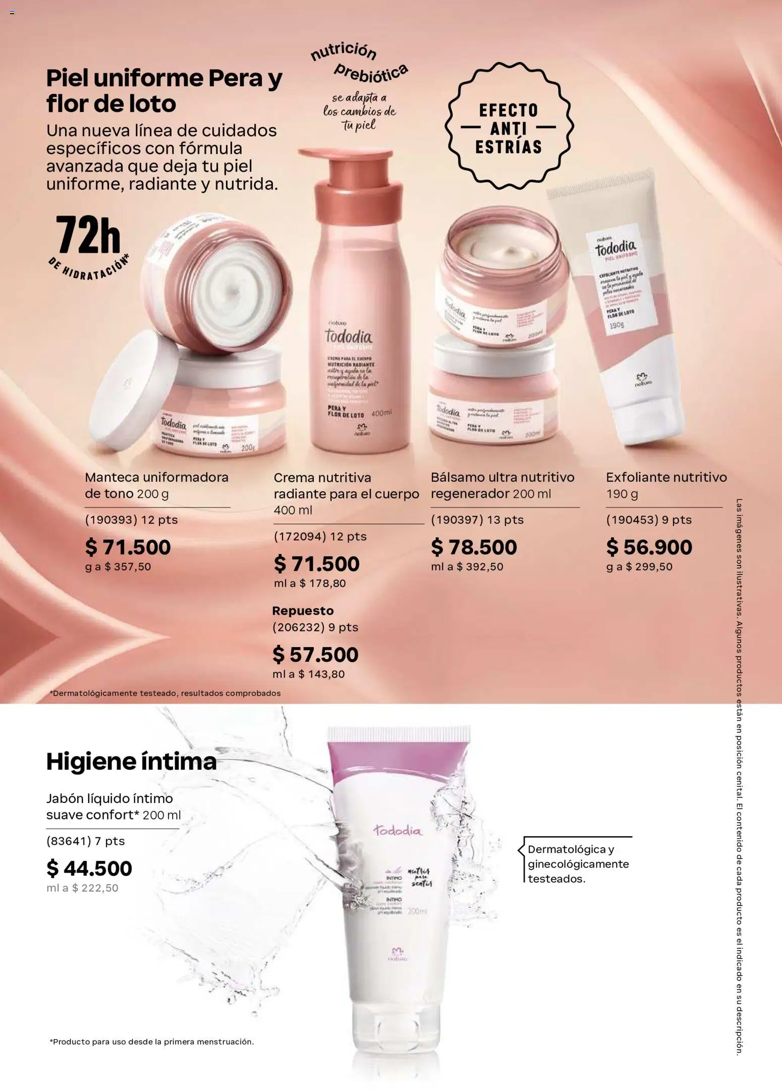 Natura revista - valida desde el 01/07/2026 | Página: 128 | Productos: Crema, Bálsamo, Higiene íntima, Loto