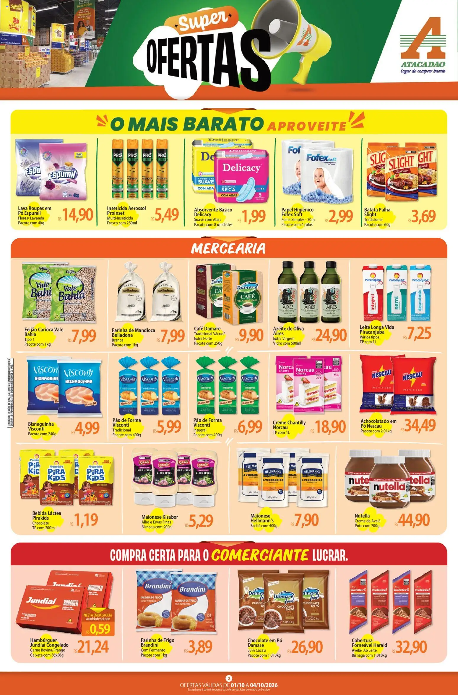 Atacadão Folheto - válido de 01/10/2026 | Página: 2 | Produtos: Alho, Farinha de trigo, Creme, Batata