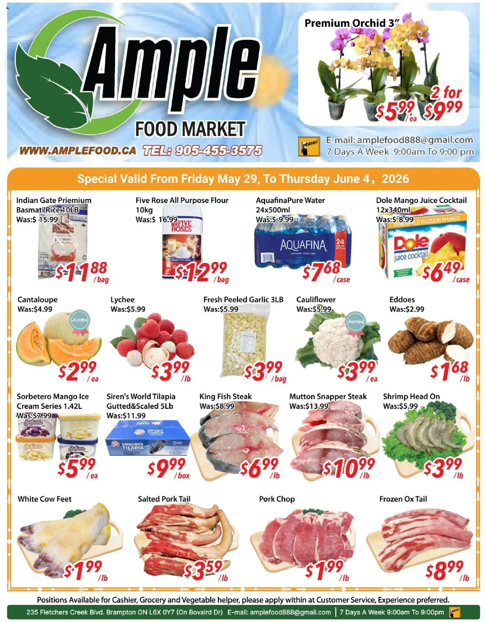 Ample Food Market flyer valid from 29.05.2026 | Page: 1 | Products: Fish, Case, Bag, Pork