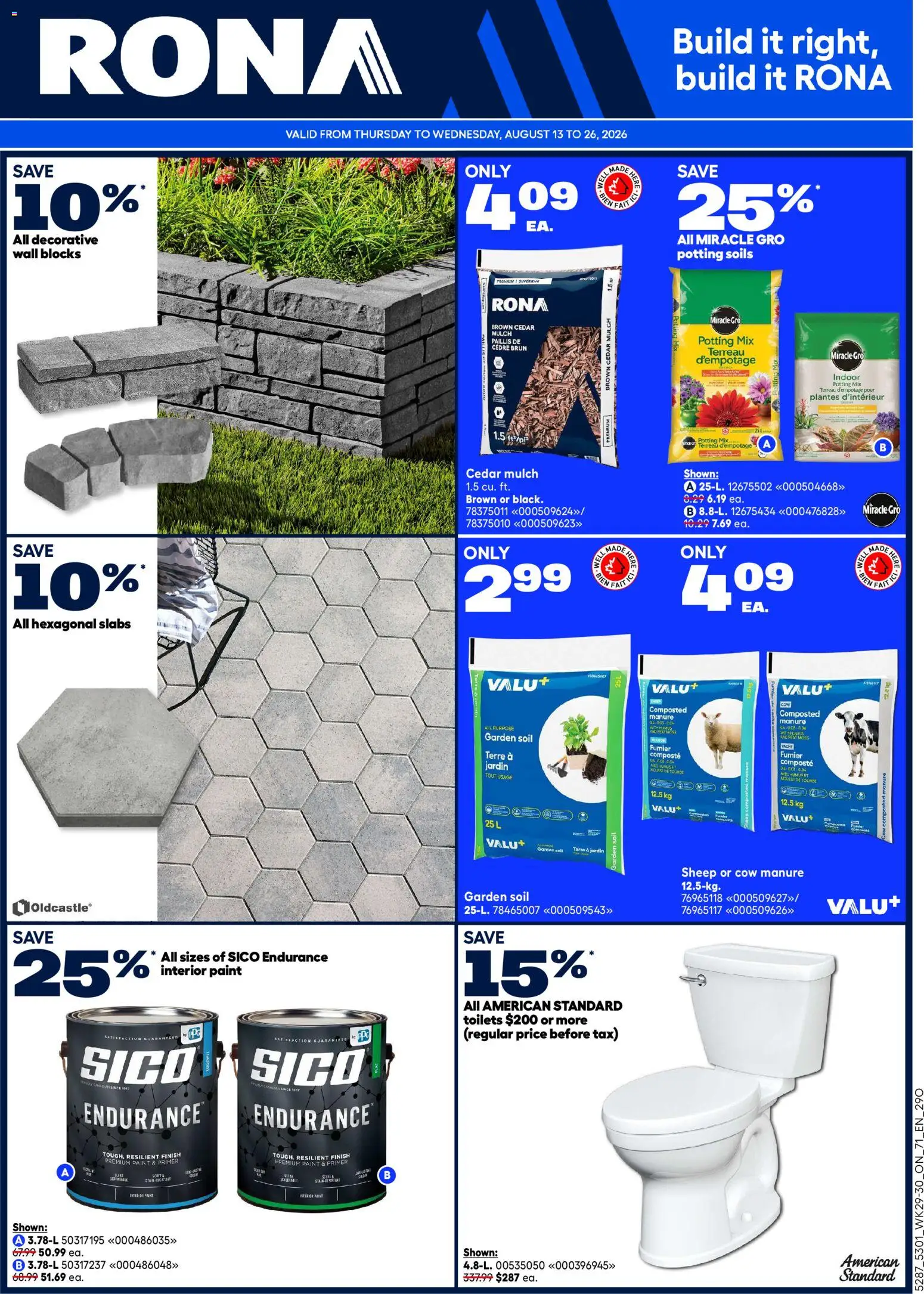 Rona flyer valid from Aug 13, 2026 | Page: 1 | Products: Soil