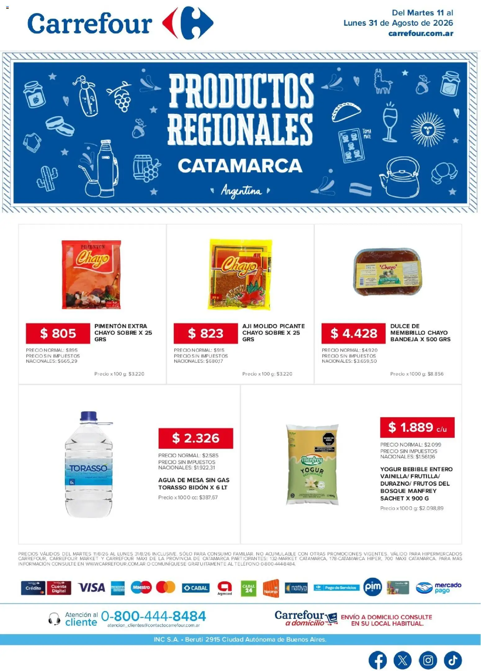 Carrefour - Regionales | Catamarca │ válido desde el 11/08/2026 | Página: 1 | Productos: Teléfono, Frutilla, Bandeja, Yogur
