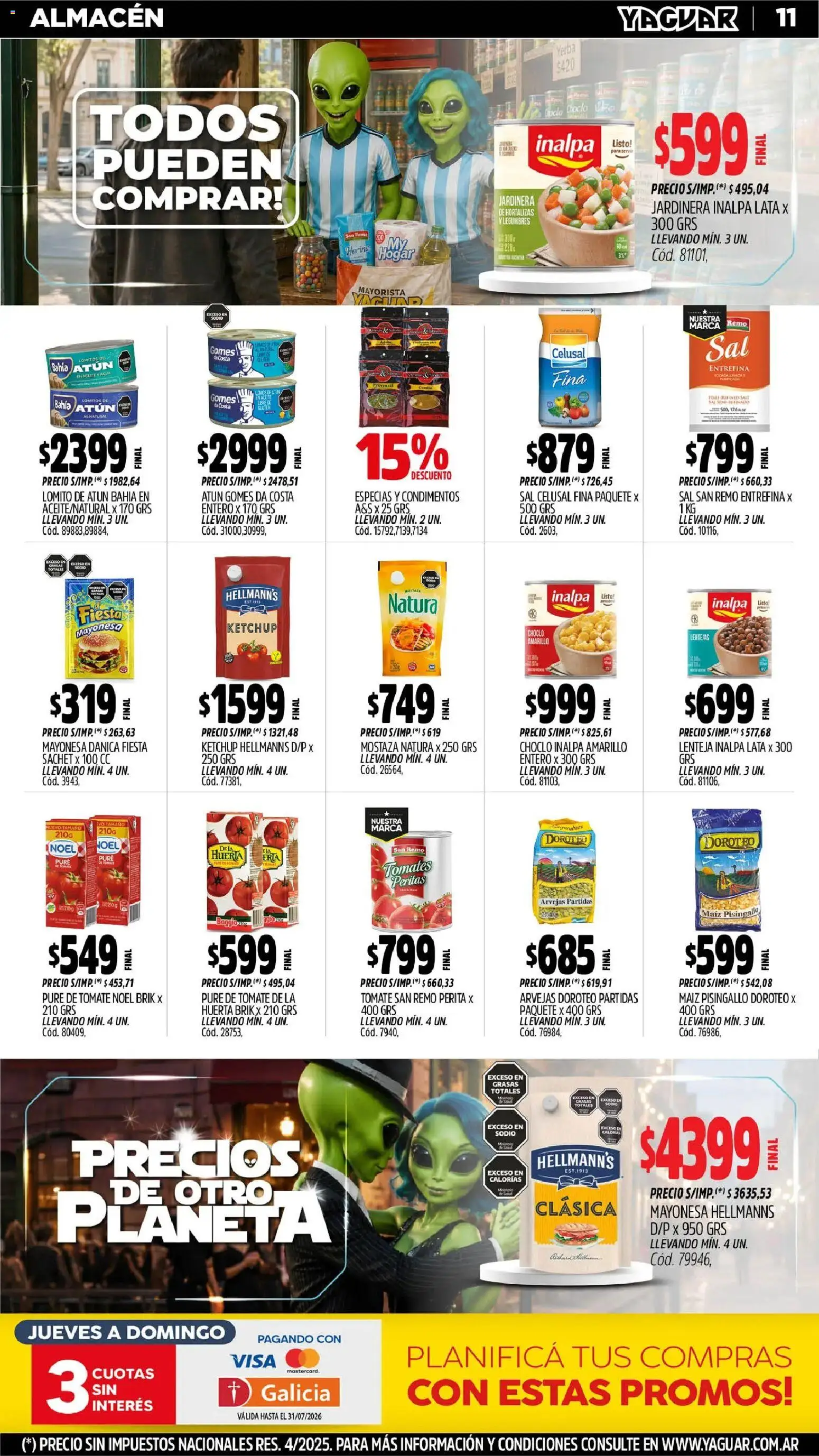 Yaguar - Oferta Semanal Mar del Plata │ válido desde el 29/06/2026 | Página: 11 | Productos: Lentejas, Ketchup, Atún, Tomate