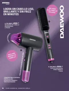 Vista previa de Andrea catálogo Beauty, nuevo folleto de la tienda, válido en México a partir del 23/08/2026 | Página: 56 | Productos: Secadora de cabello, Secadora, Cepillo, Peine